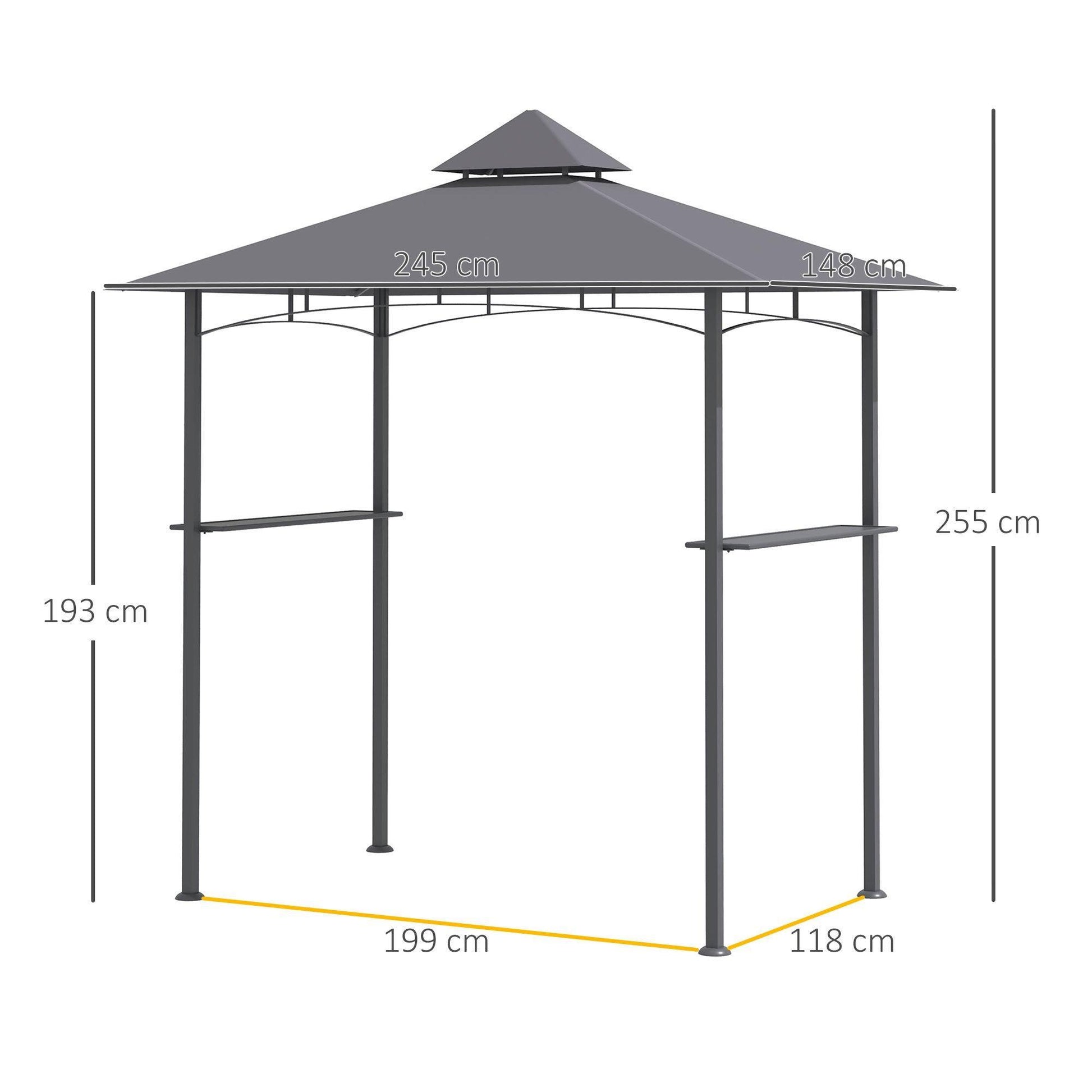 Outsunny Double-Tier BBQ Gazebo - Grey - ALL4U RETAILER LTD