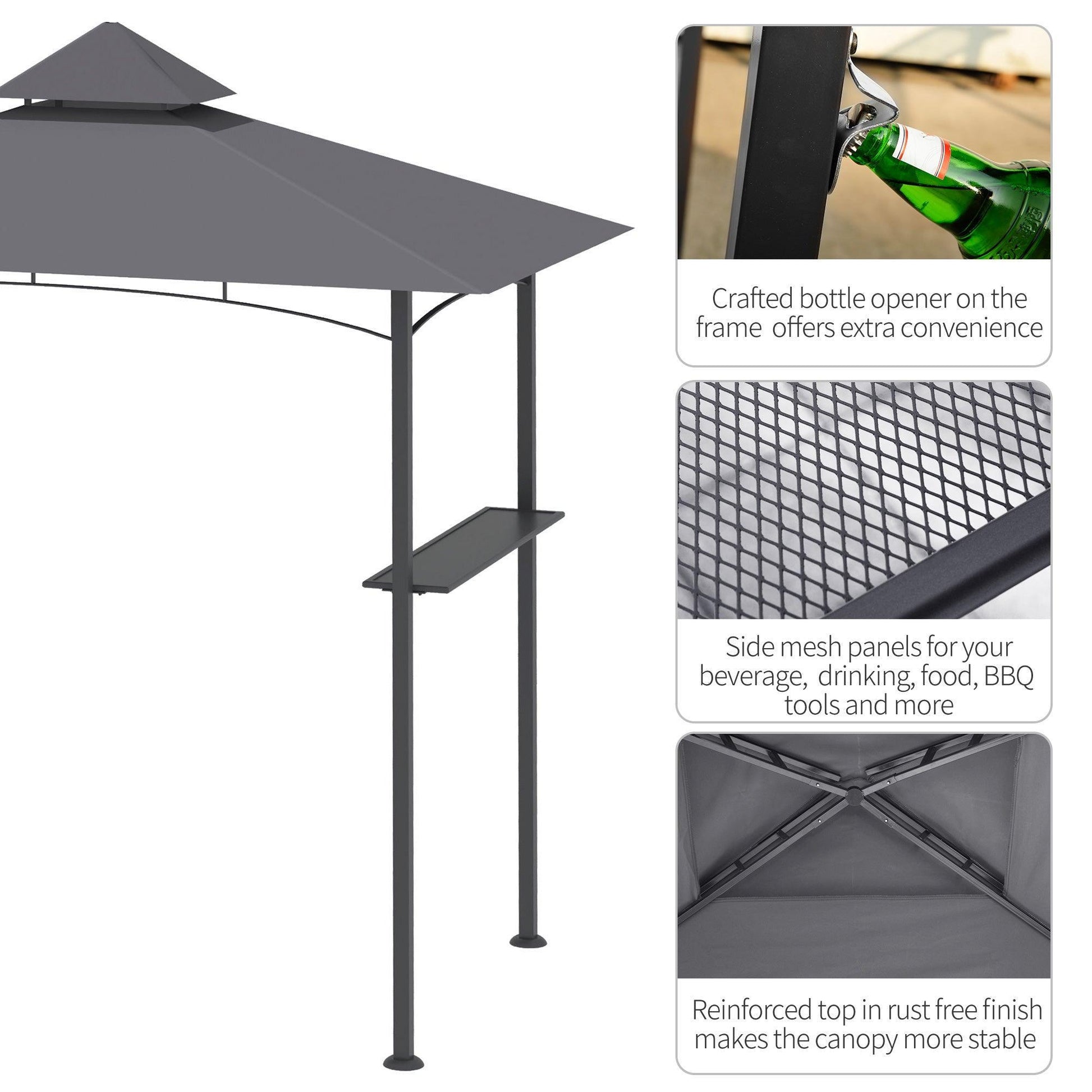 Outsunny Double-Tier BBQ Gazebo - Grey - ALL4U RETAILER LTD