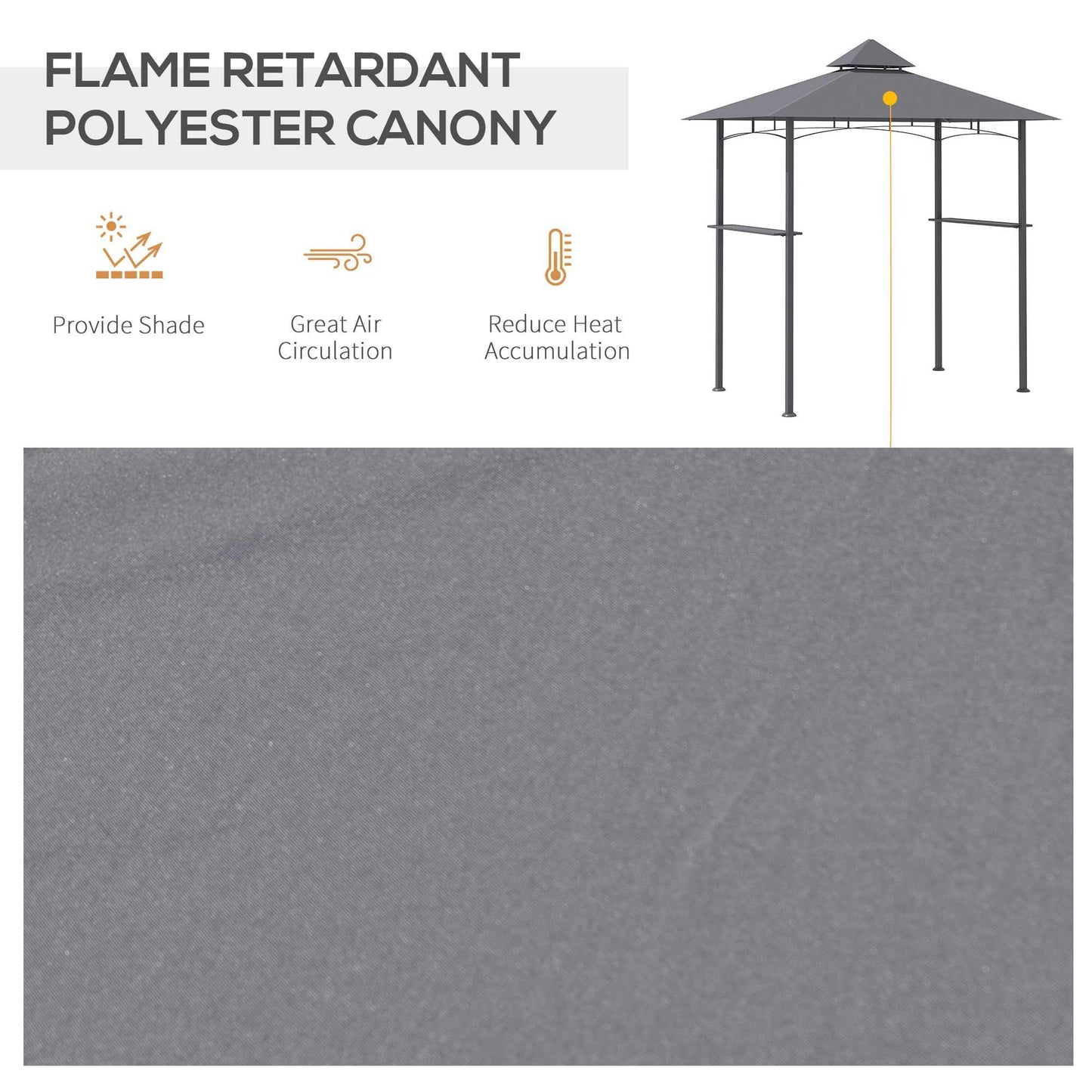 Outsunny Double-Tier BBQ Gazebo - Grey - ALL4U RETAILER LTD