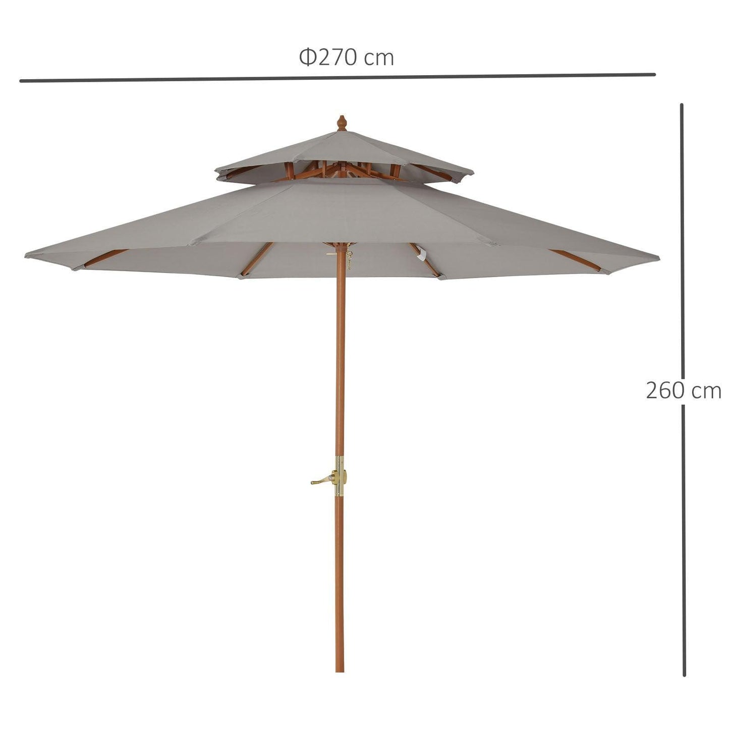 Outsunny Double Tier Garden Umbrella - Grey - ALL4U RETAILER LTD