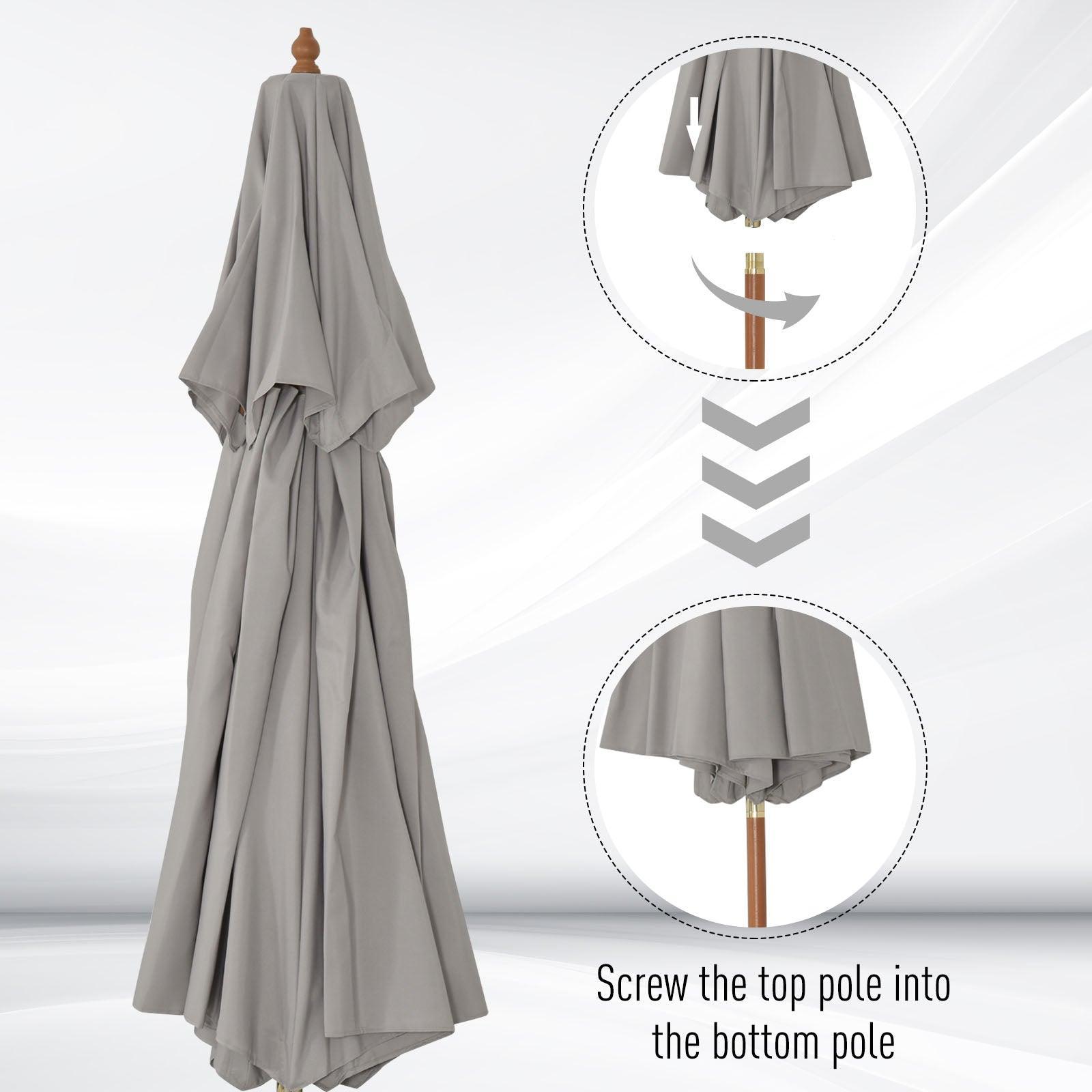 Outsunny Double Tier Garden Umbrella - Grey - ALL4U RETAILER LTD