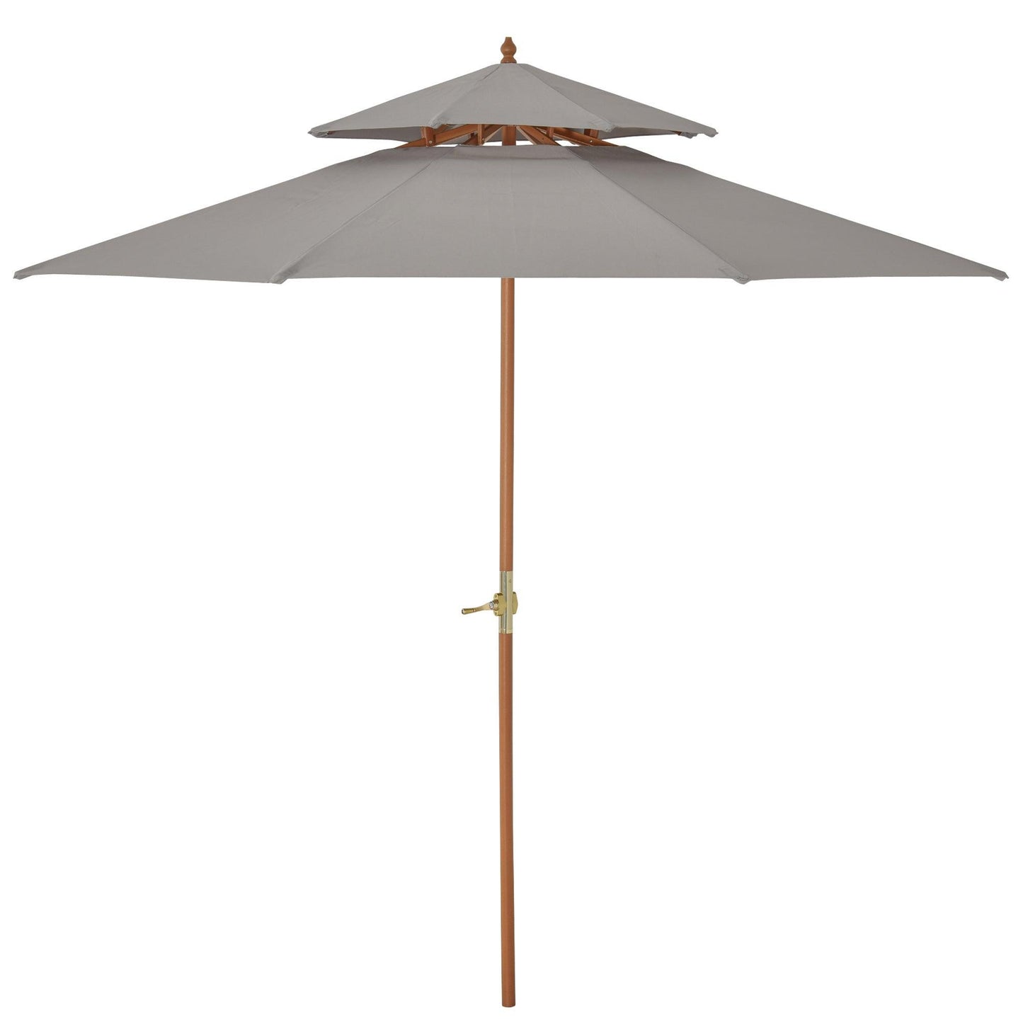 Outsunny Double Tier Garden Umbrella - Grey - ALL4U RETAILER LTD