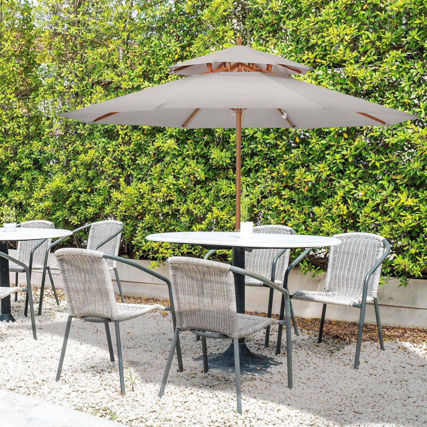 Outsunny Double Tier Garden Umbrella - Grey - ALL4U RETAILER LTD