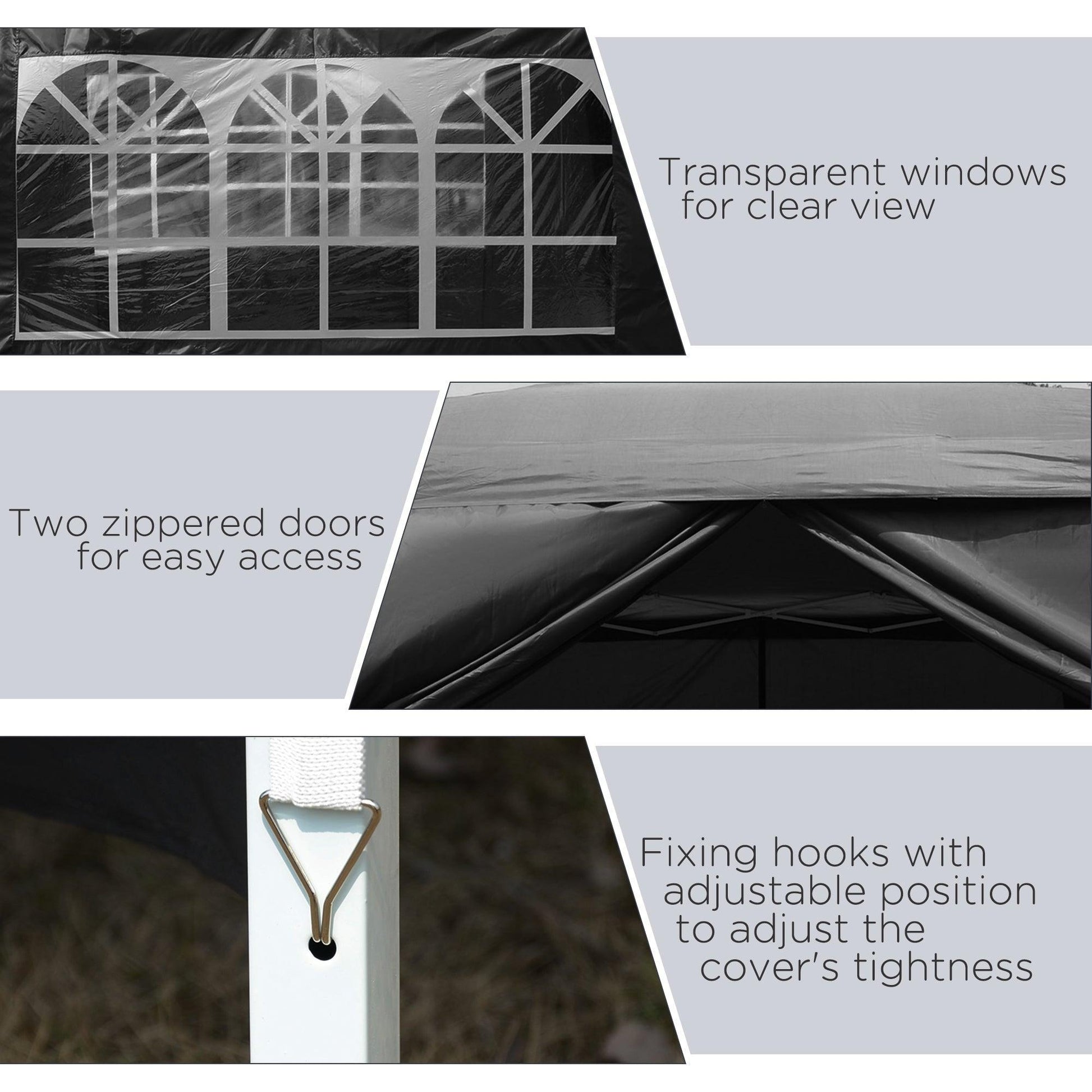 Outsunny Easy-Popup Gazebo, 3x3m, Black - ALL4U RETAILER LTD