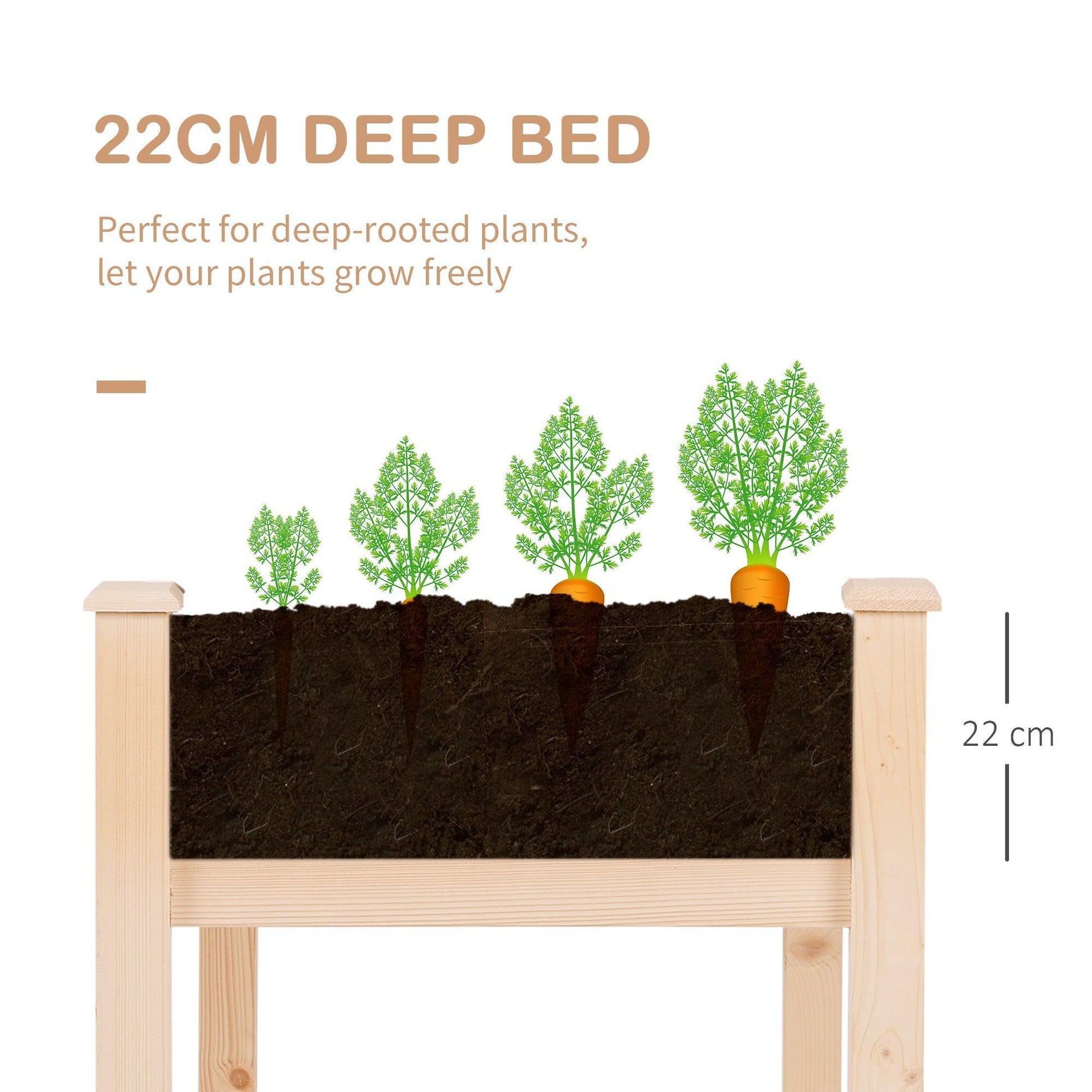 Outsunny Elevated Outdoor Wooden Planter - 122.5L x 56.5Wcm - ALL4U RETAILER LTD