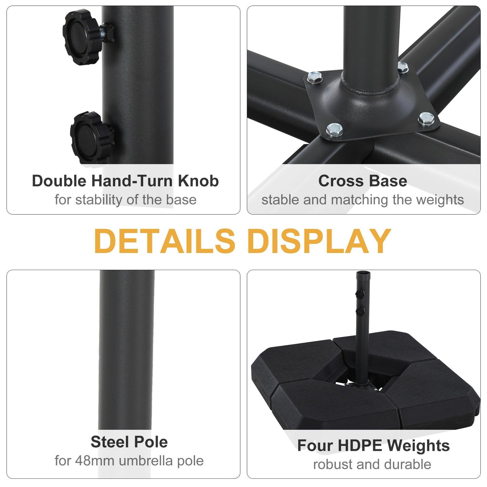 Outsunny Fillable Umbrella Base - Black - ALL4U RETAILER LTD