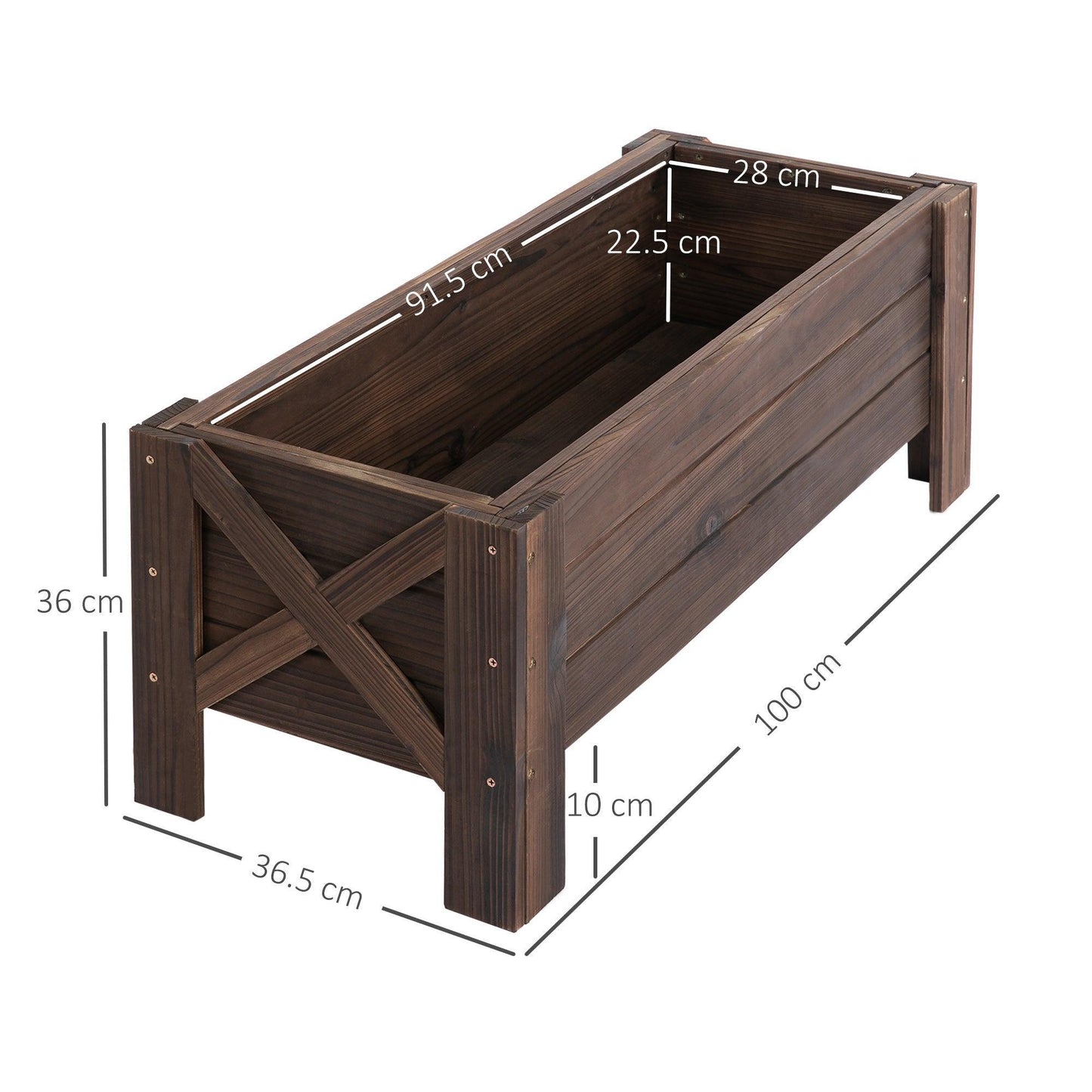 Outsunny Fir Wood Planter | Outdoor Flower Veg Pot | 60x36.5x36 cm - ALL4U RETAILER LTD