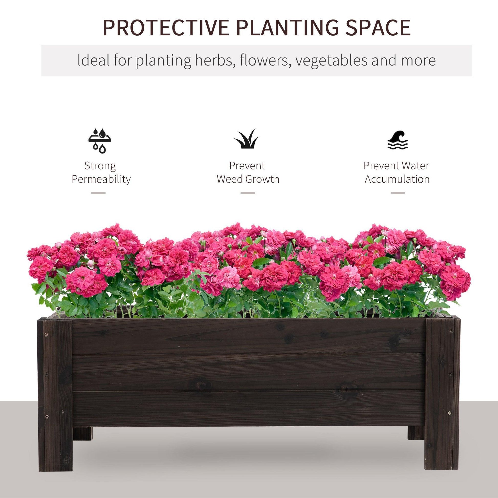 Outsunny Fir Wood Planter | Outdoor Flower Veg Pot | 60x36.5x36 cm - ALL4U RETAILER LTD