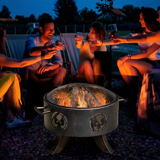 Outsunny Fire Pit: Bronze Tone Wood Burner - ALL4U RETAILER LTD