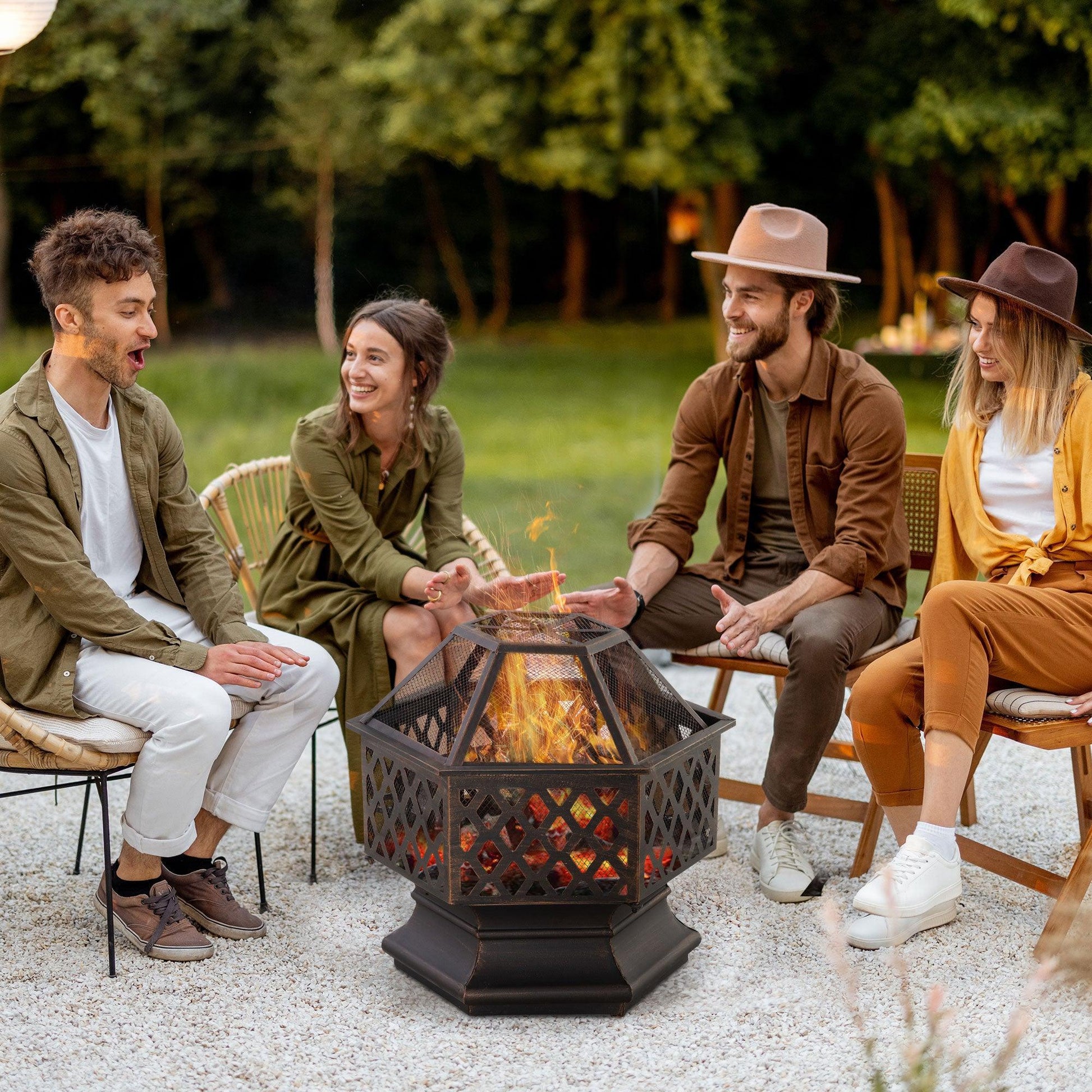 Outsunny Fire Pit, Portable Wood Burning Pit - ALL4U RETAILER LTD