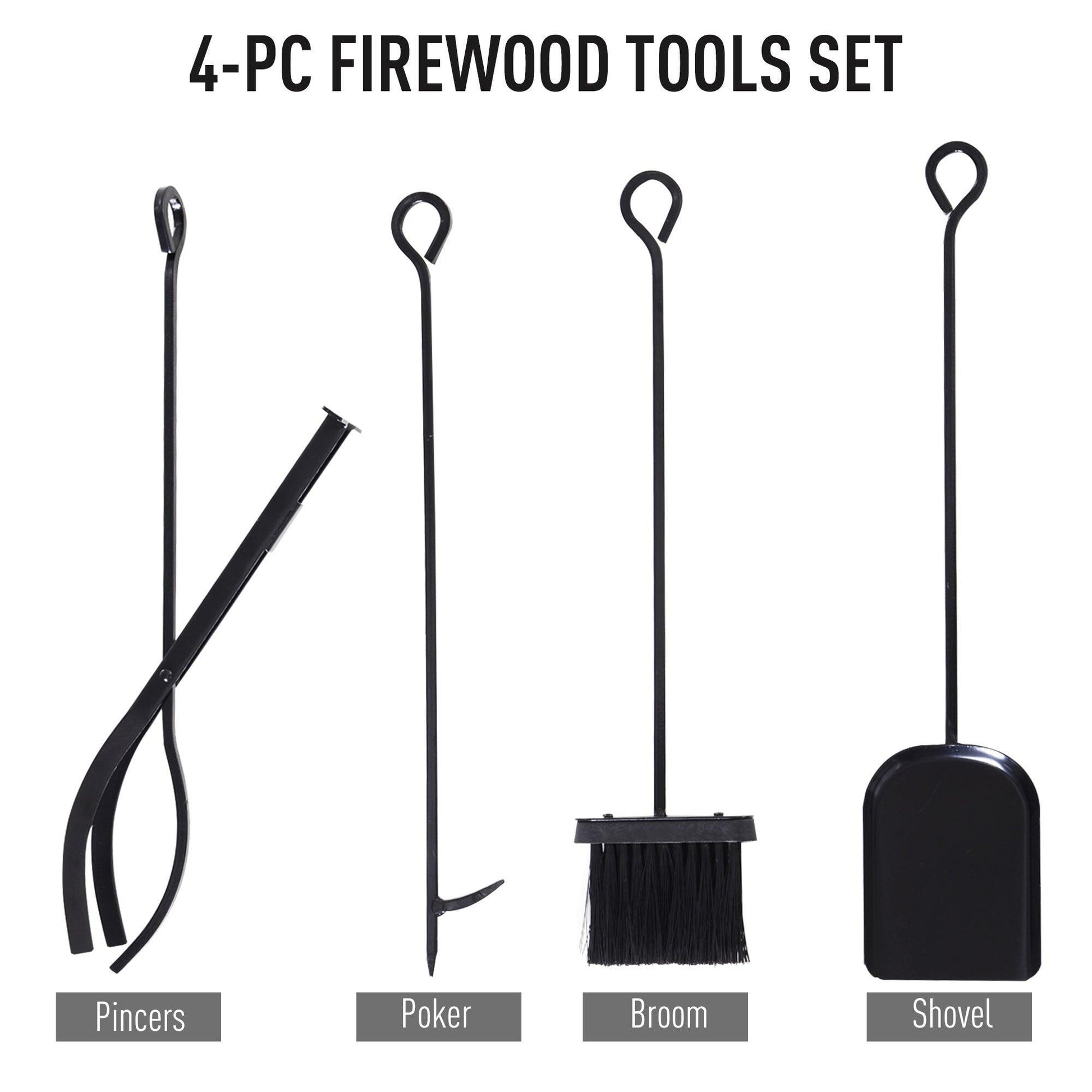 Outsunny Firewood Rack with Tools Set - ALL4U RETAILER LTD