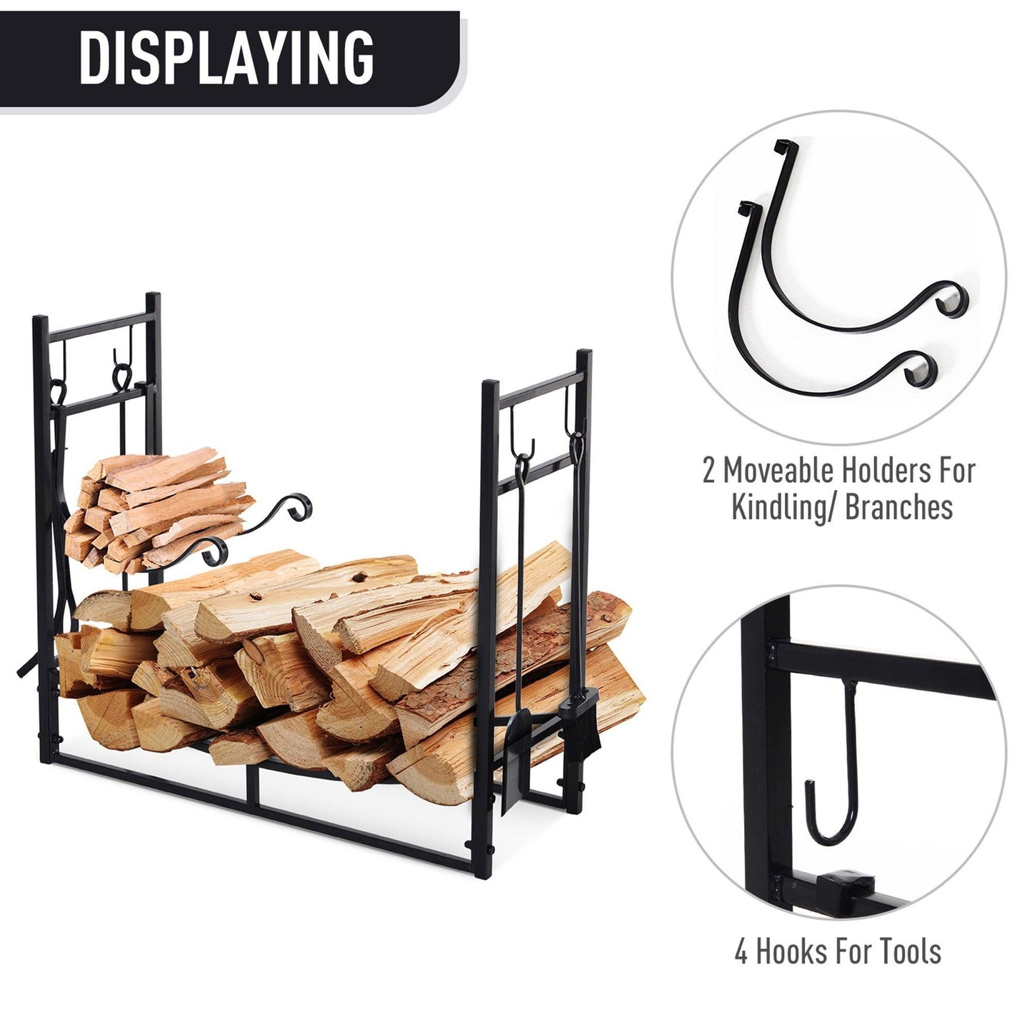 Outsunny Firewood Rack with Tools Set - ALL4U RETAILER LTD