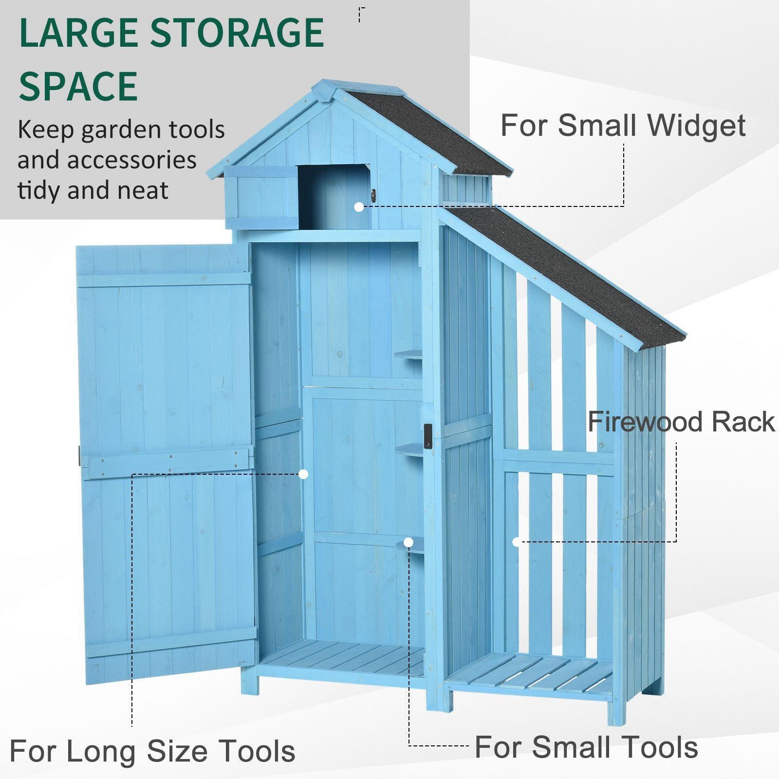 Outsunny Firewood Storage Cabinet with Lockable Door - Waterproof - ALL4U RETAILER LTD