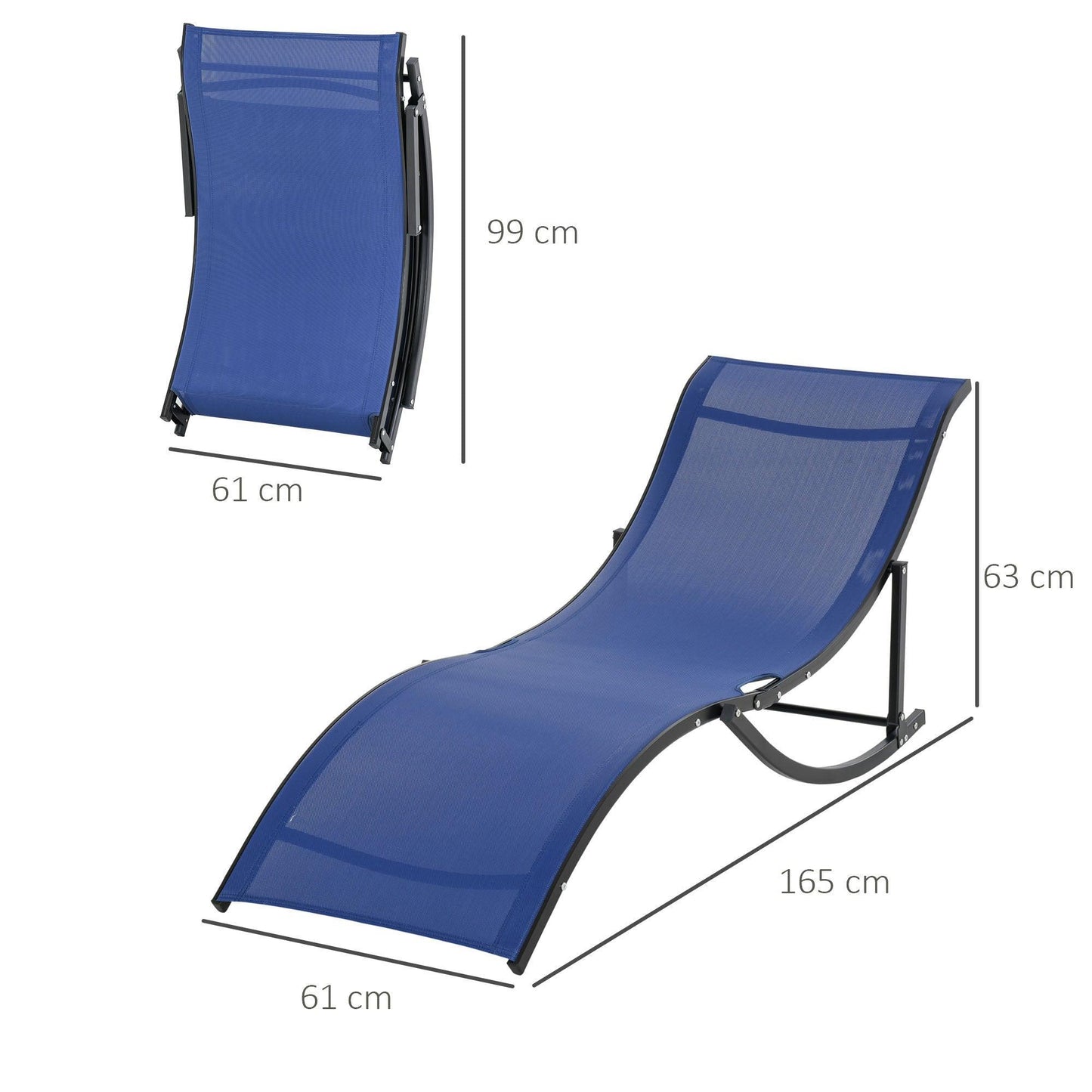 Outsunny Foldable Blue Outdoor Lounge Chair - Set of 2 - ALL4U RETAILER LTD