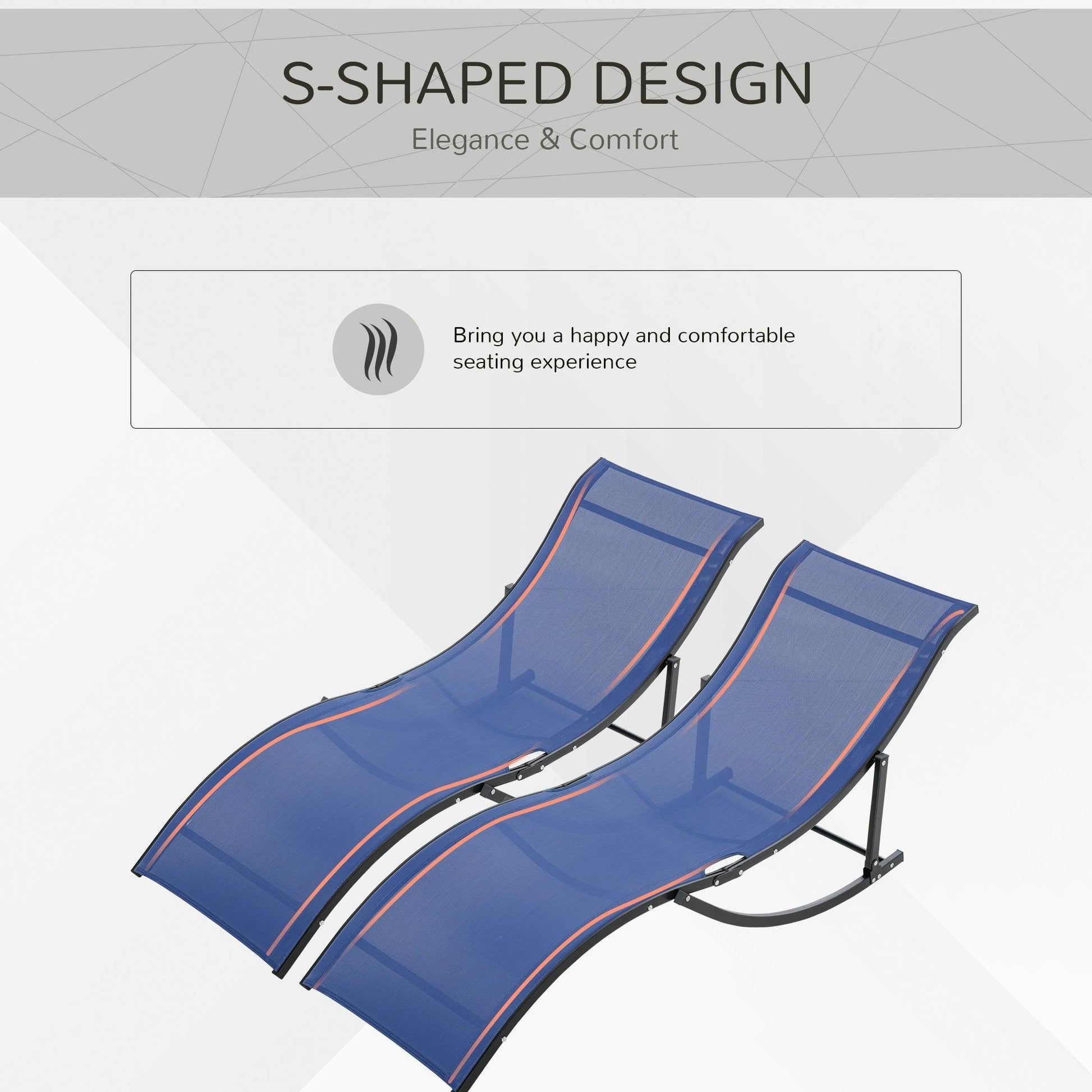 Outsunny Foldable Blue Outdoor Lounge Chair - Set of 2 - ALL4U RETAILER LTD