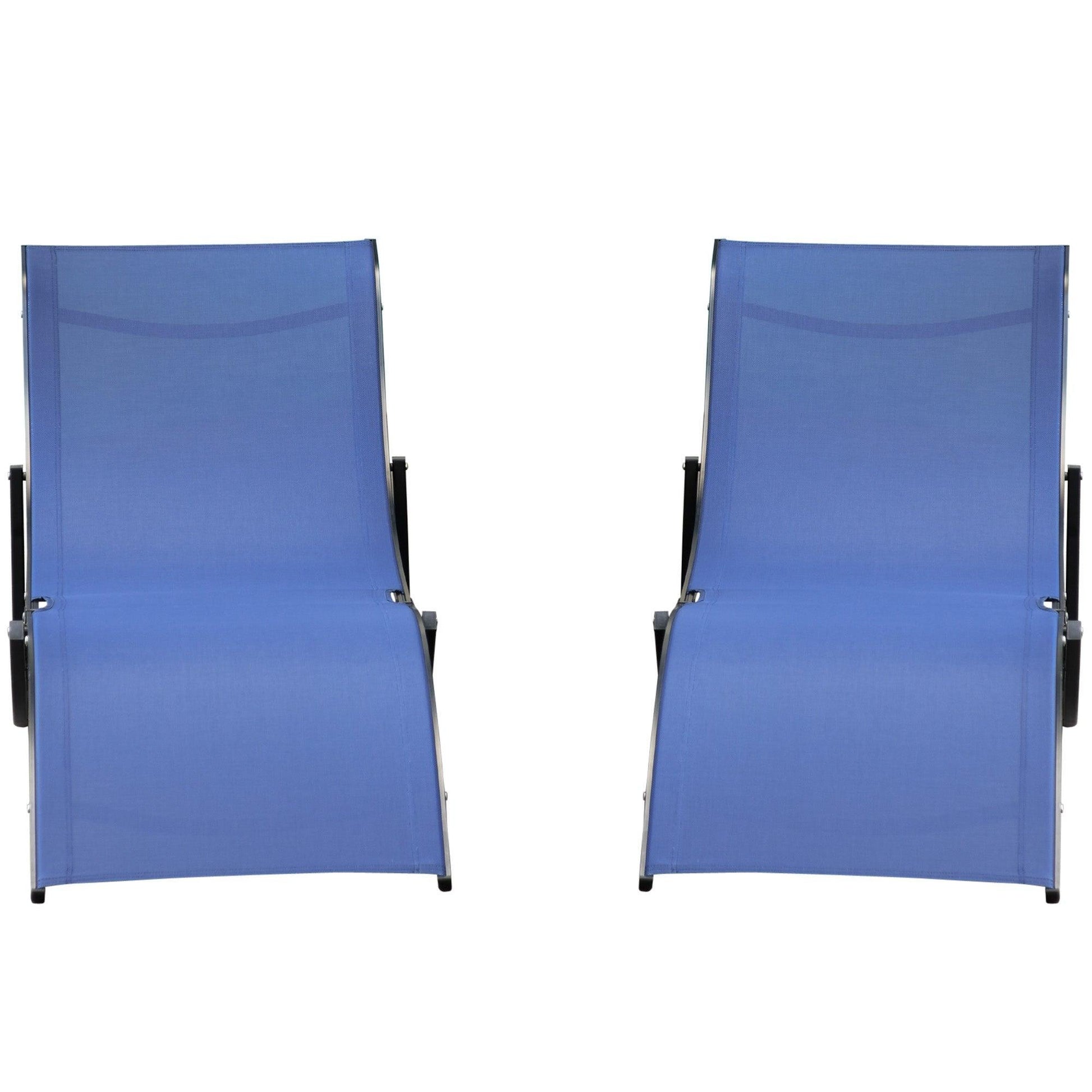 Outsunny Foldable Blue Outdoor Lounge Chair - Set of 2 - ALL4U RETAILER LTD