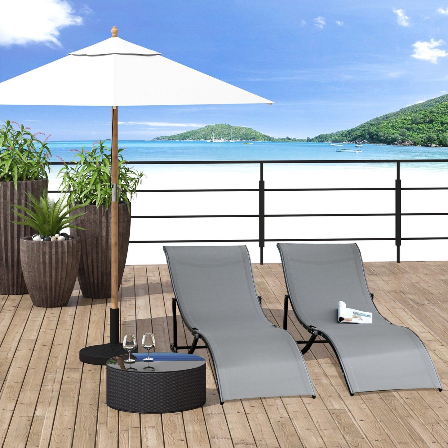 Outsunny Foldable Grey Lounge Chair: Patio/Beach/Garden - ALL4U RETAILER LTD