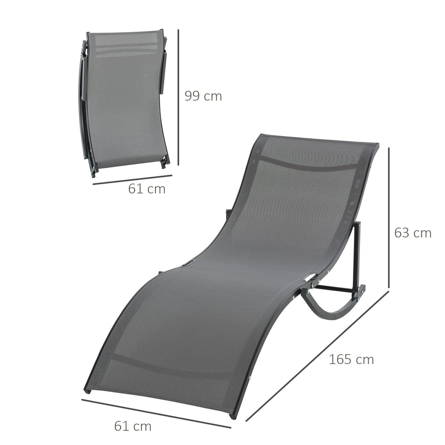 Outsunny Foldable Grey Lounge Chair: Patio/Beach/Garden - ALL4U RETAILER LTD