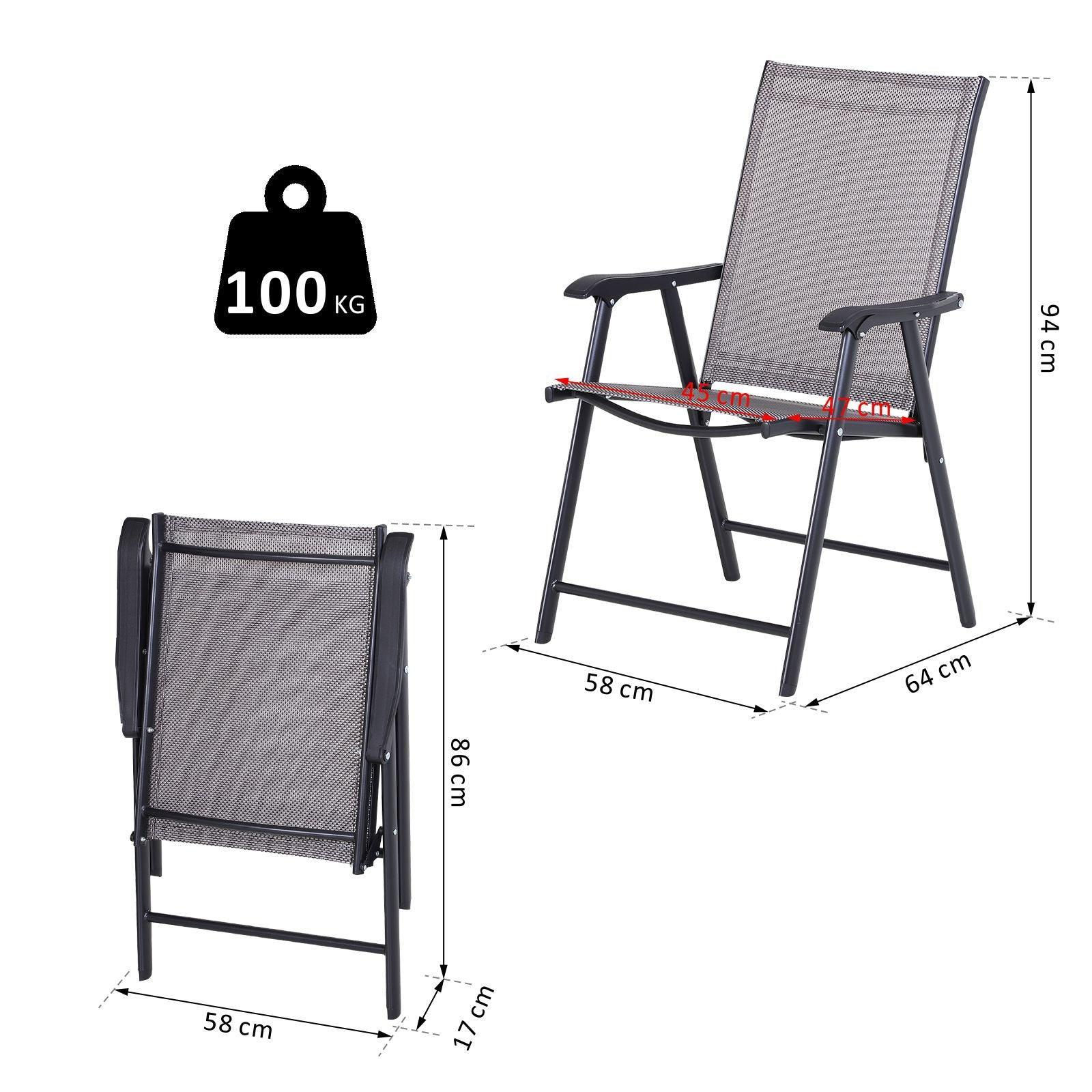 Outsunny Foldable Metal Garden Chairs - Set of 2 - ALL4U RETAILER LTD