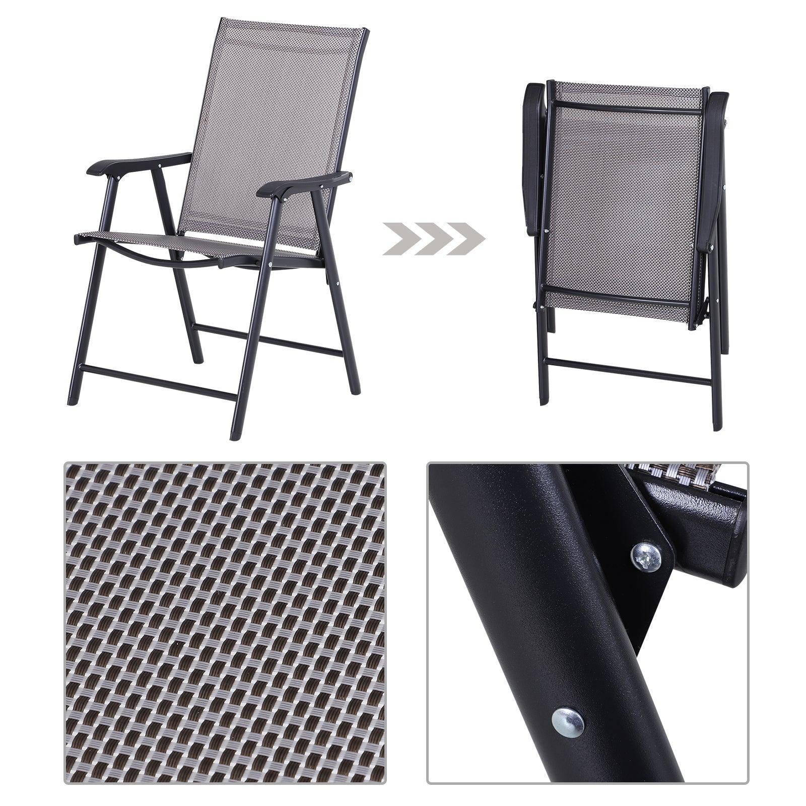 Outsunny Foldable Metal Garden Chairs - Set of 2 - ALL4U RETAILER LTD