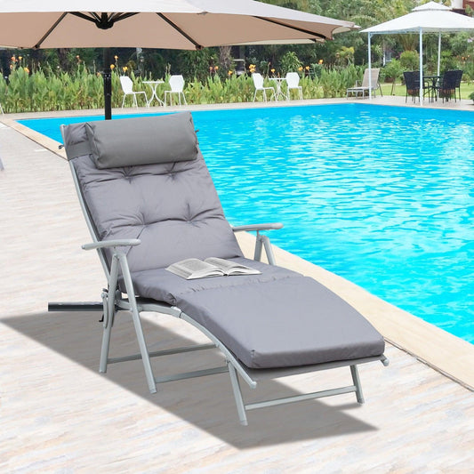 Outsunny Foldable Reclining Sun Lounger: Adjustable & Comfy - ALL4U RETAILER LTD