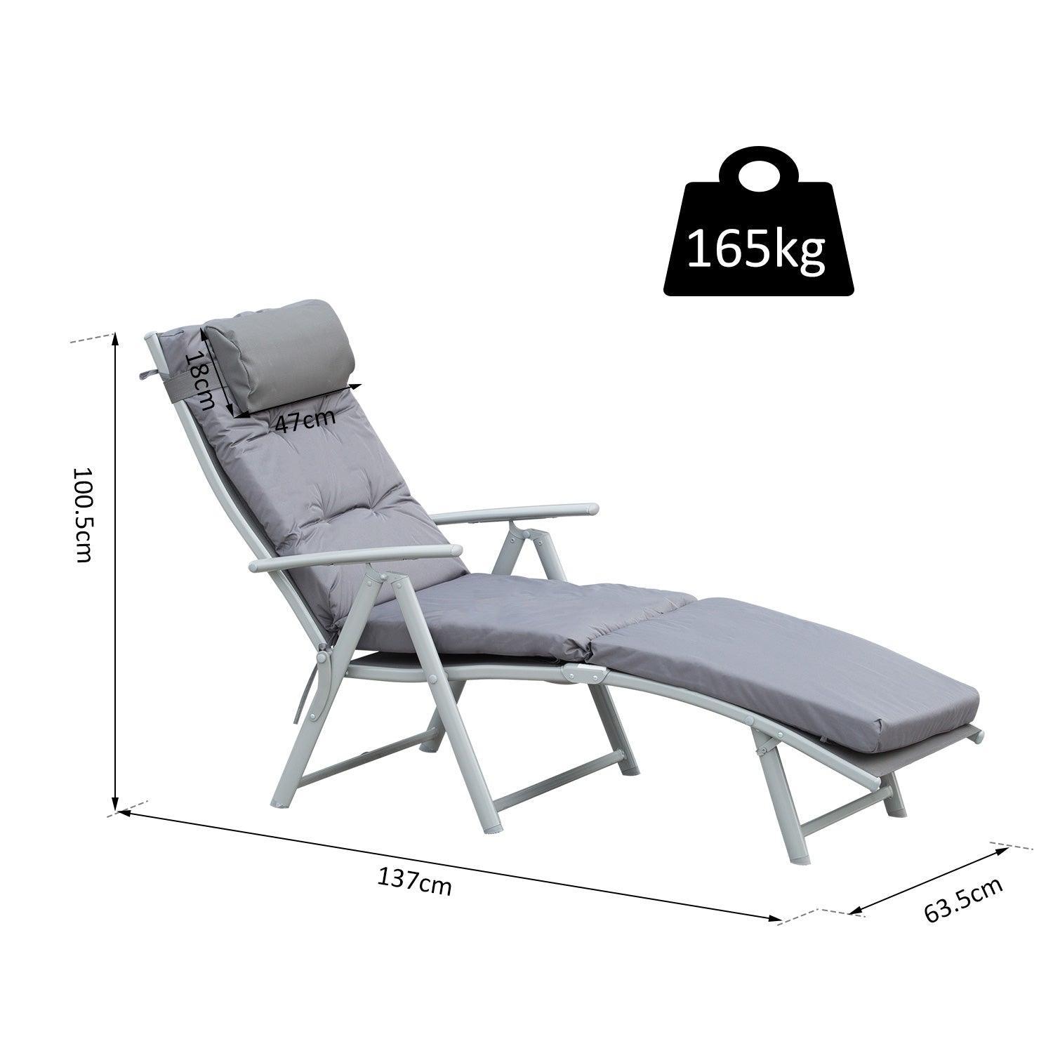 Outsunny Foldable Reclining Sun Lounger: Adjustable & Comfy - ALL4U RETAILER LTD