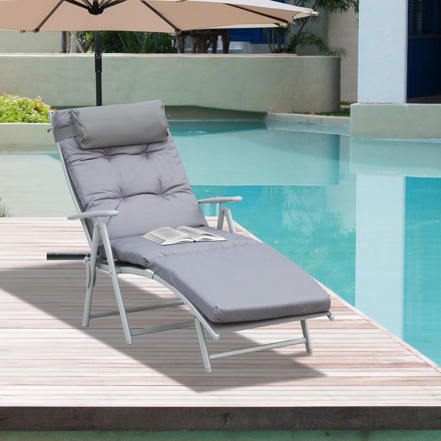 Outsunny Foldable Reclining Sun Lounger: Adjustable & Comfy - ALL4U RETAILER LTD