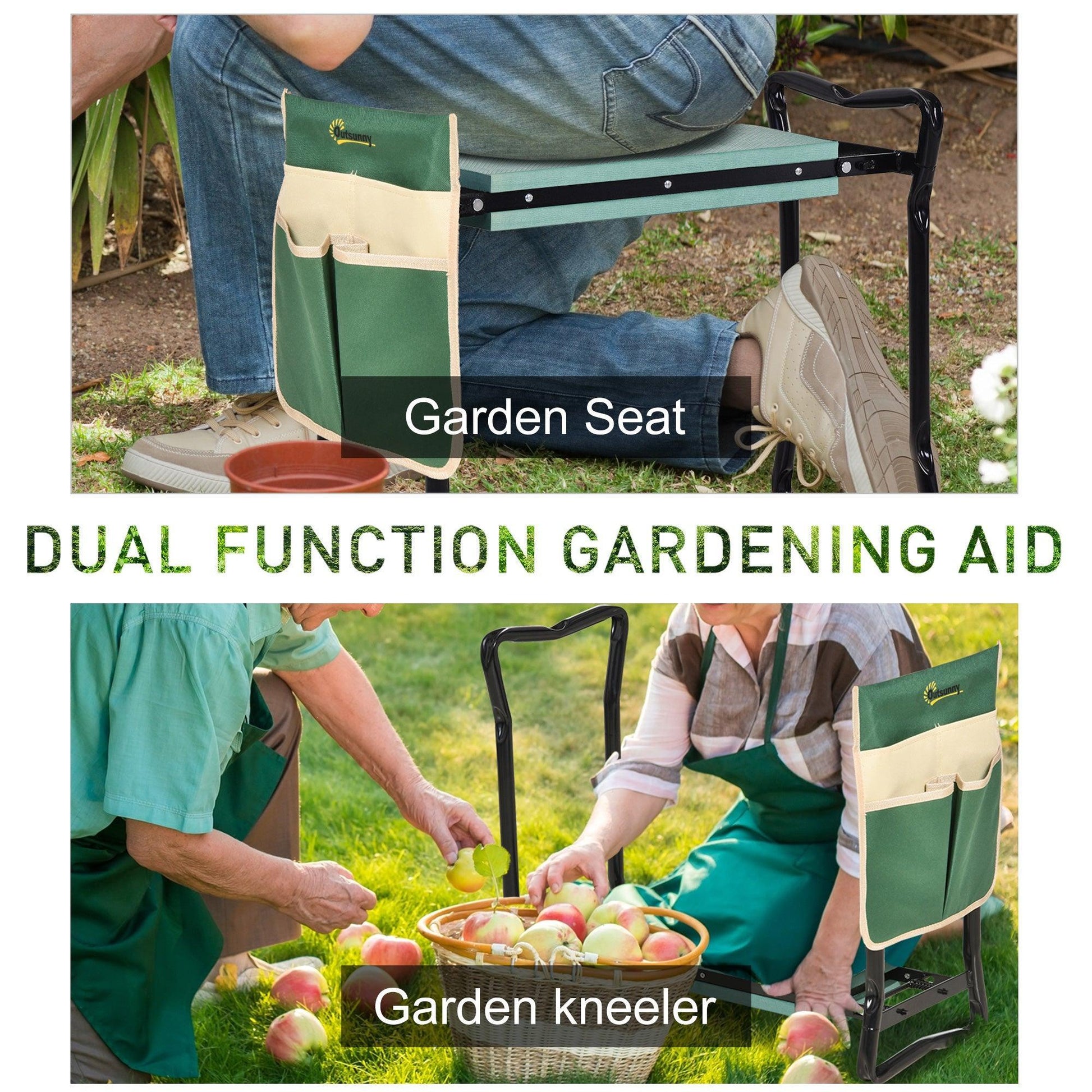 Outsunny Garden Kneeler Seat with Tool Bag - ALL4U RETAILER LTD