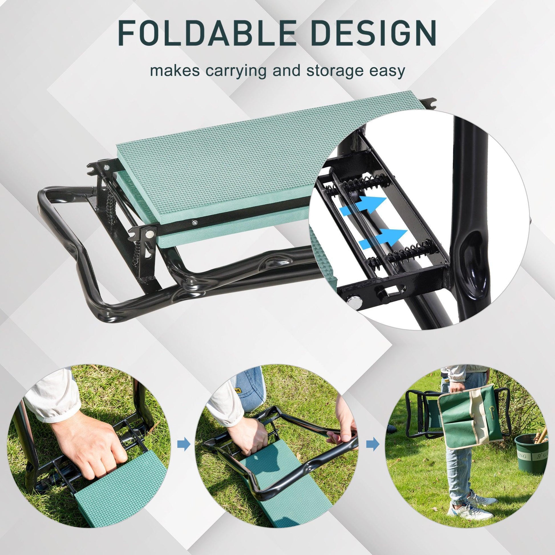 Outsunny Garden Kneeler Seat with Tool Bag - ALL4U RETAILER LTD