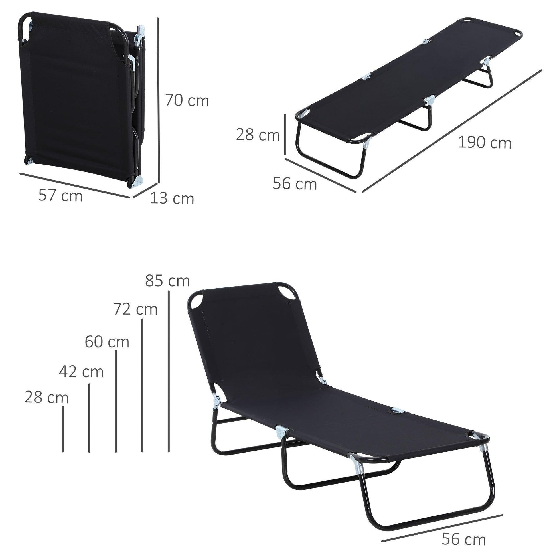 Outsunny Foldable Sun Lounger Set: Adjustable & Portable - ALL4U RETAILER LTD