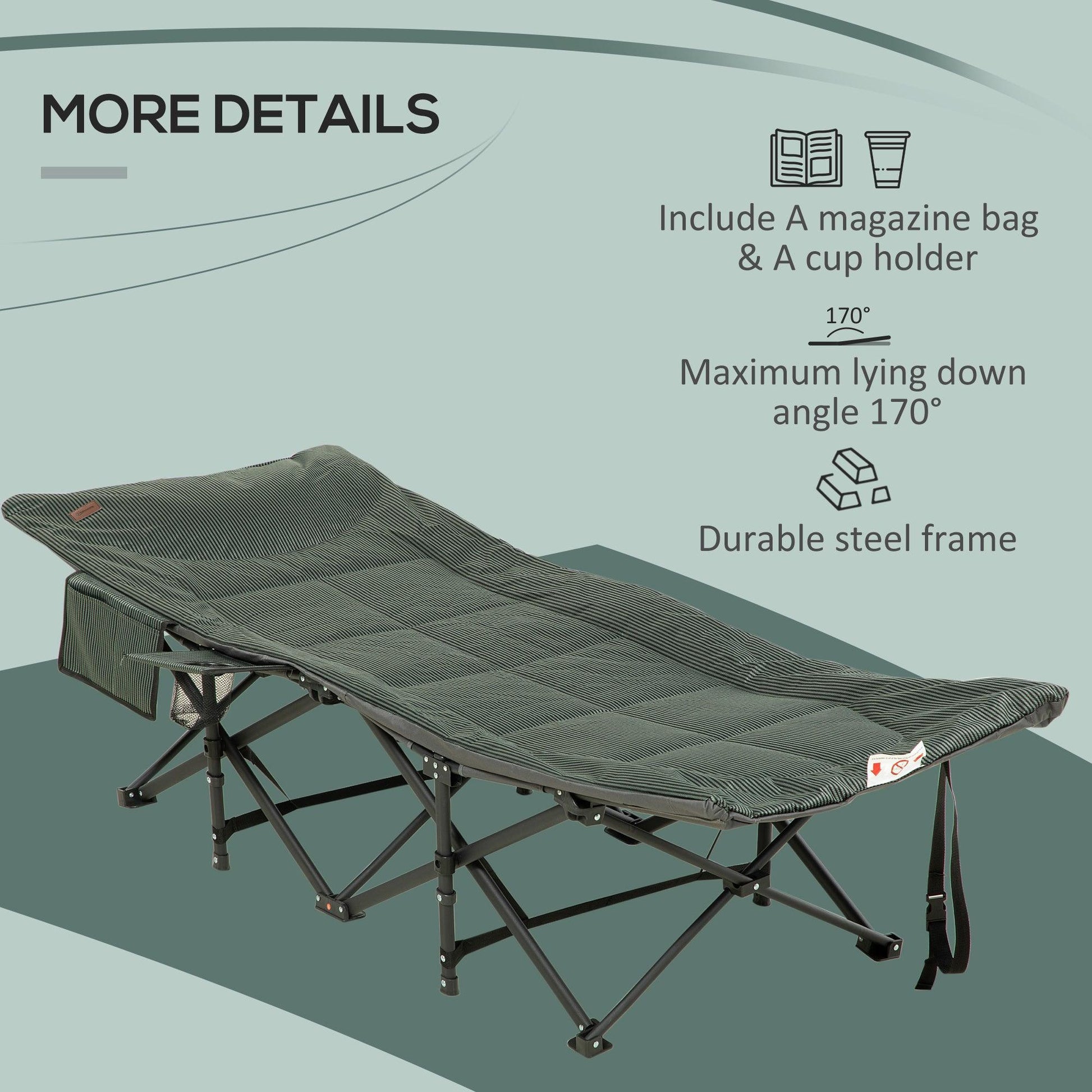 Outsunny Foldable Sun Lounger with Carry Bag & Cup Holder - ALL4U RETAILER LTD