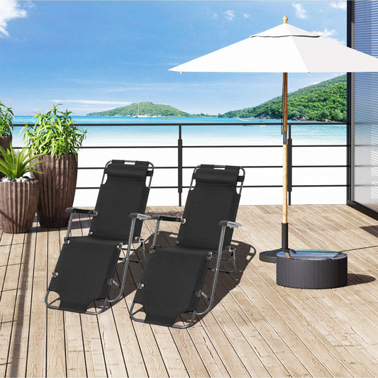 Outsunny Foldable Sun Loungers: Adjustable Reclining Chairs - ALL4U RETAILER LTD