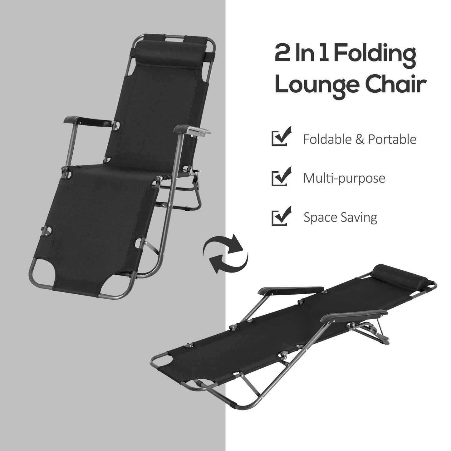 Outsunny Foldable Sun Loungers: Adjustable Reclining Chairs - ALL4U RETAILER LTD