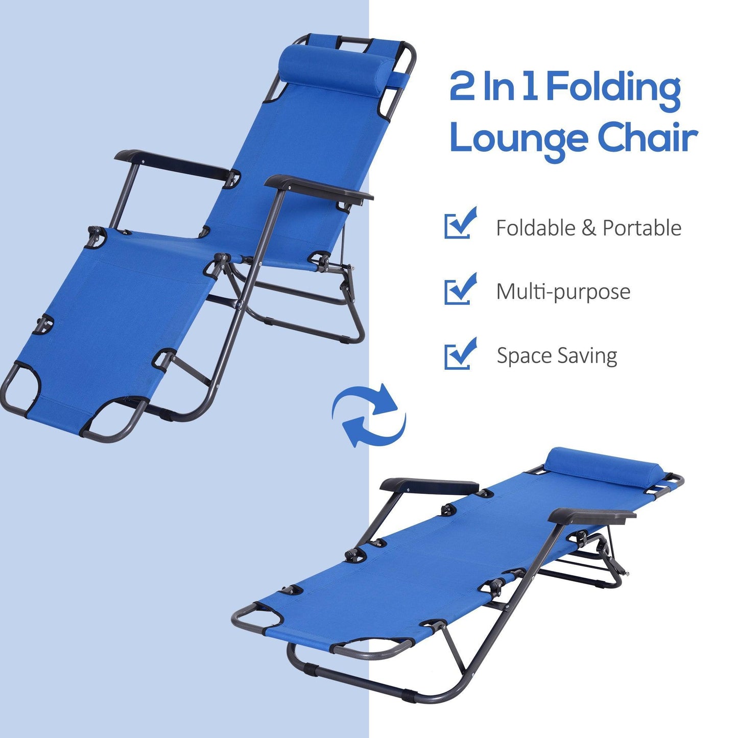 Outsunny Foldable Sun Loungers, Blue - ALL4U RETAILER LTD