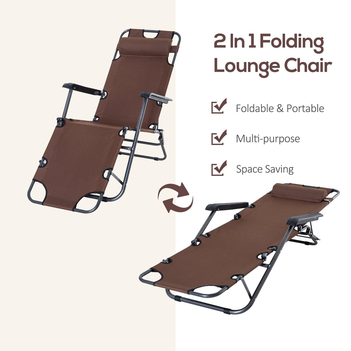 Outsunny Foldable Sun Loungers with Adjustable Back - ALL4U RETAILER LTD