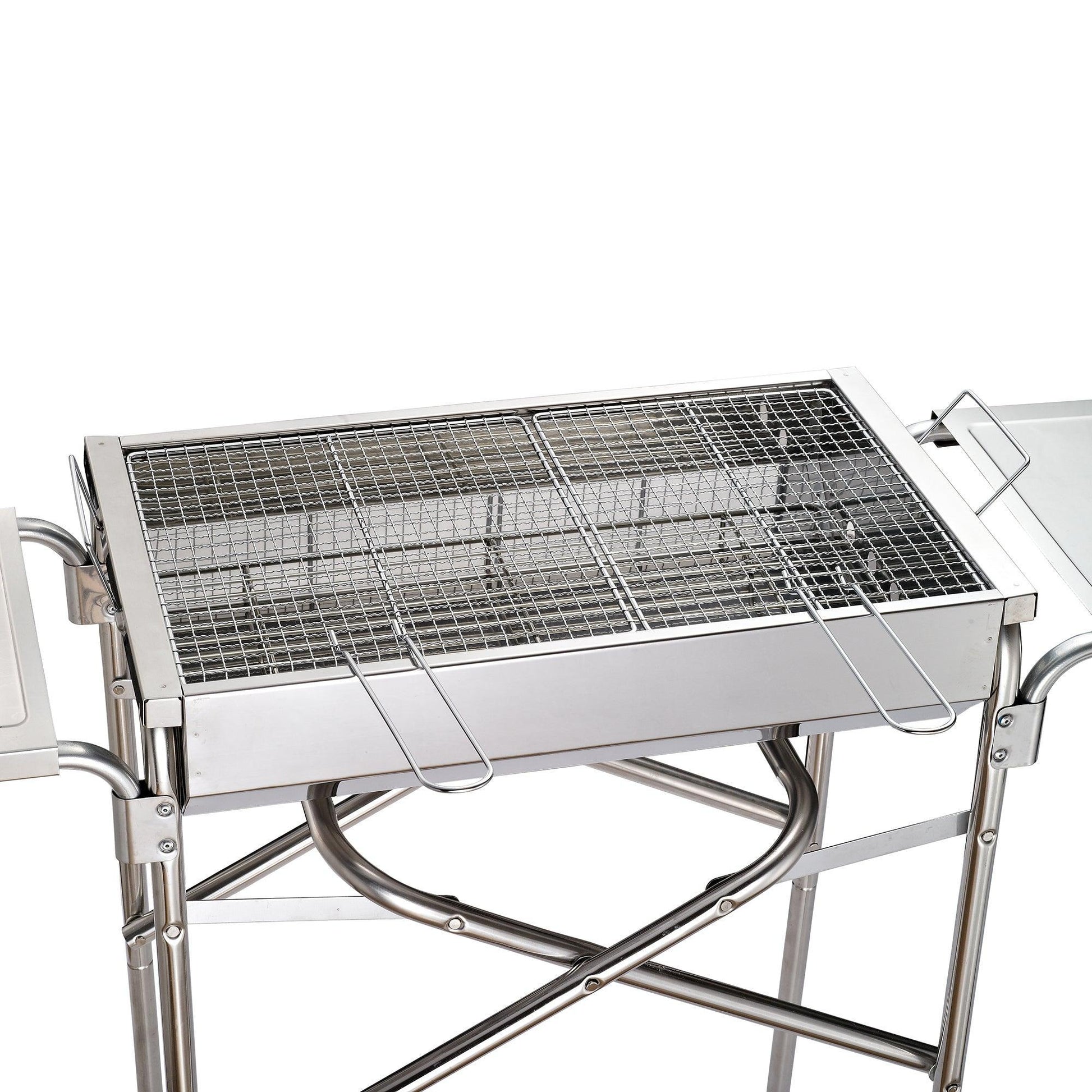 Outsunny Folding Barbecue Grill with Adjustable Legs in Silver - ALL4U RETAILER LTD
