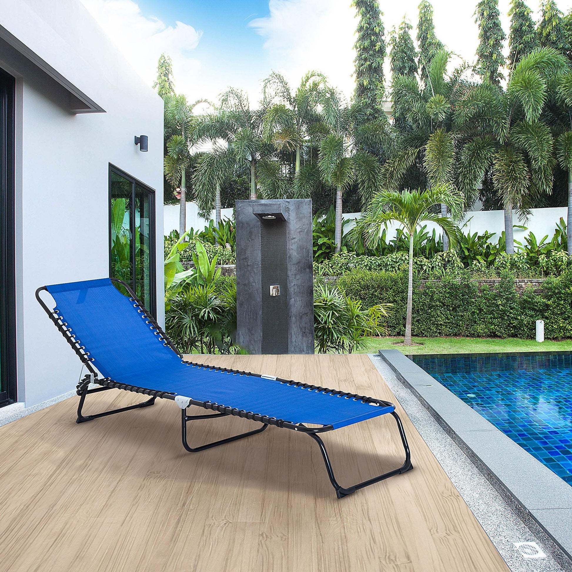 Outsunny Folding Beach Chaise Chair - Outdoor Recliner - ALL4U RETAILER LTD