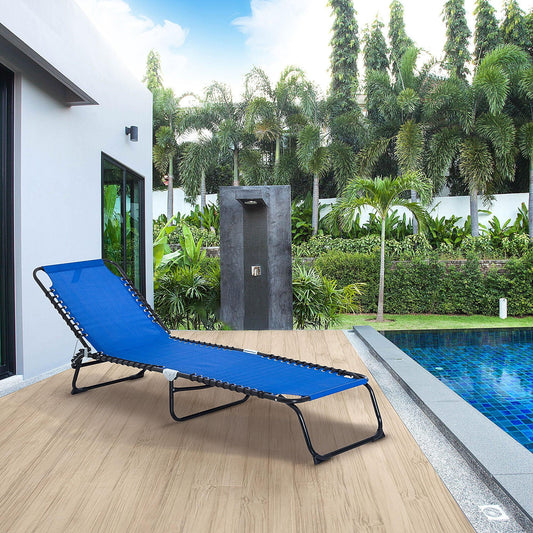 Outsunny Folding Beach Chaise Chair - Outdoor Recliner - ALL4U RETAILER LTD