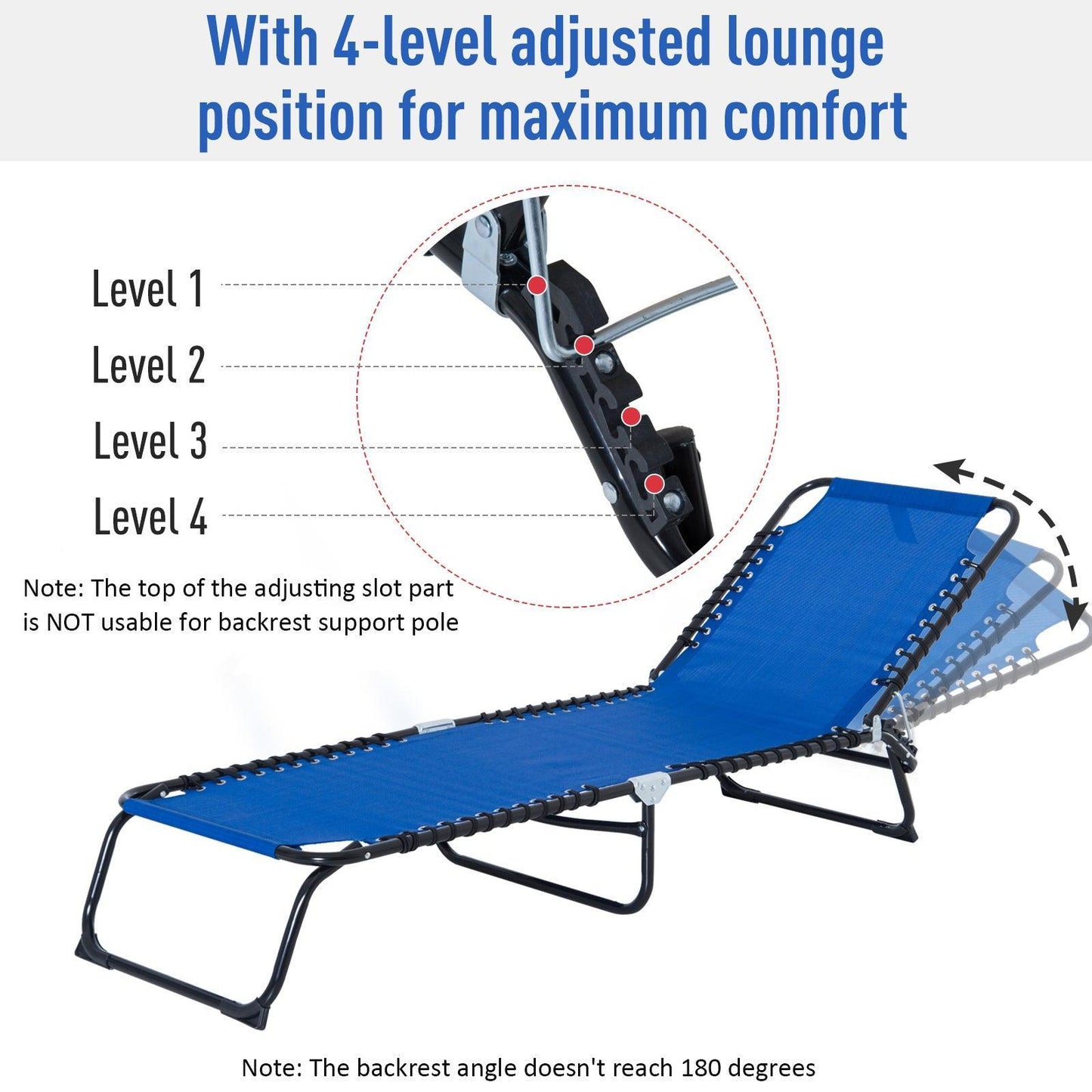 Outsunny Folding Beach Chaise Chair - Outdoor Recliner - ALL4U RETAILER LTD