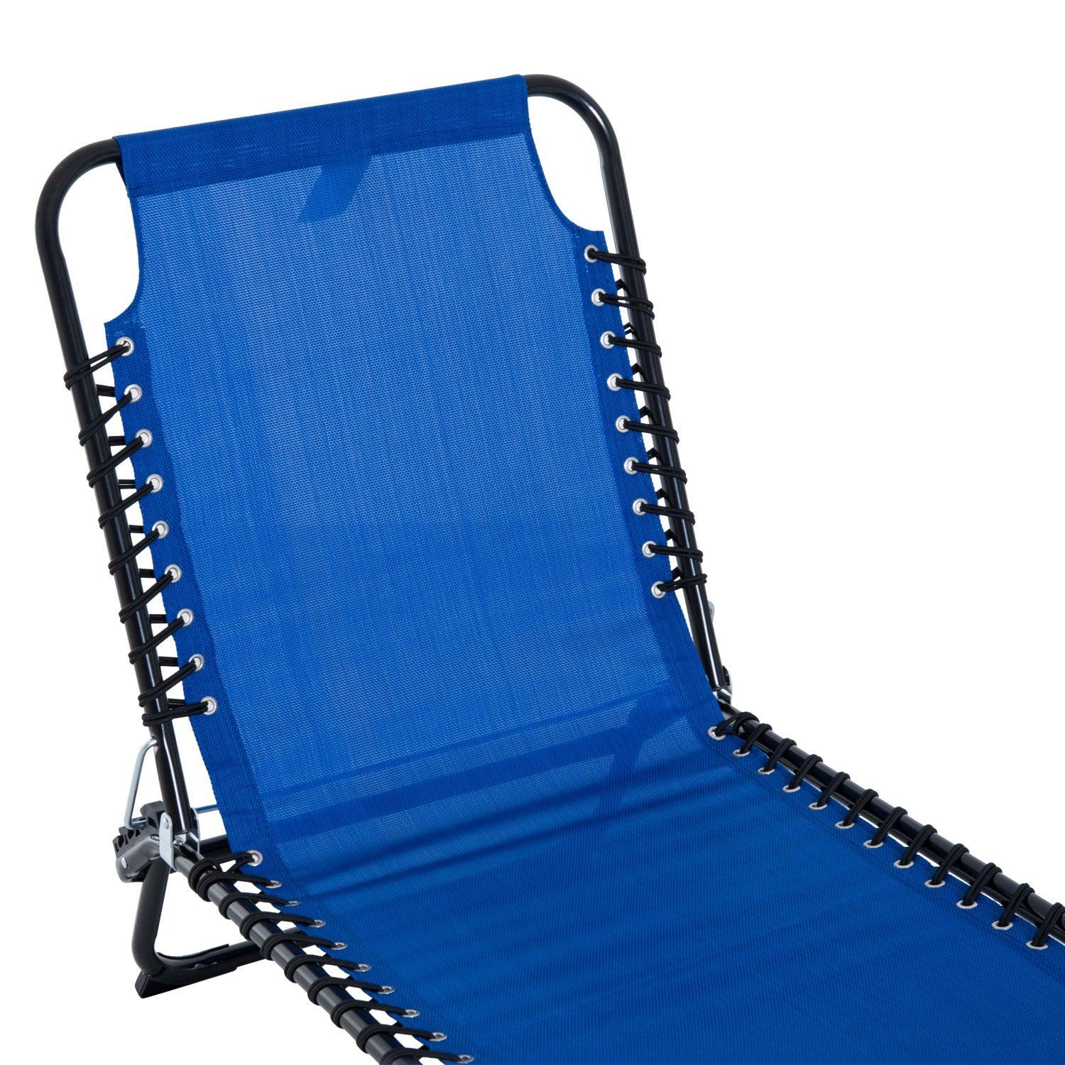 Outsunny Folding Beach Chaise Chair - Outdoor Recliner - ALL4U RETAILER LTD