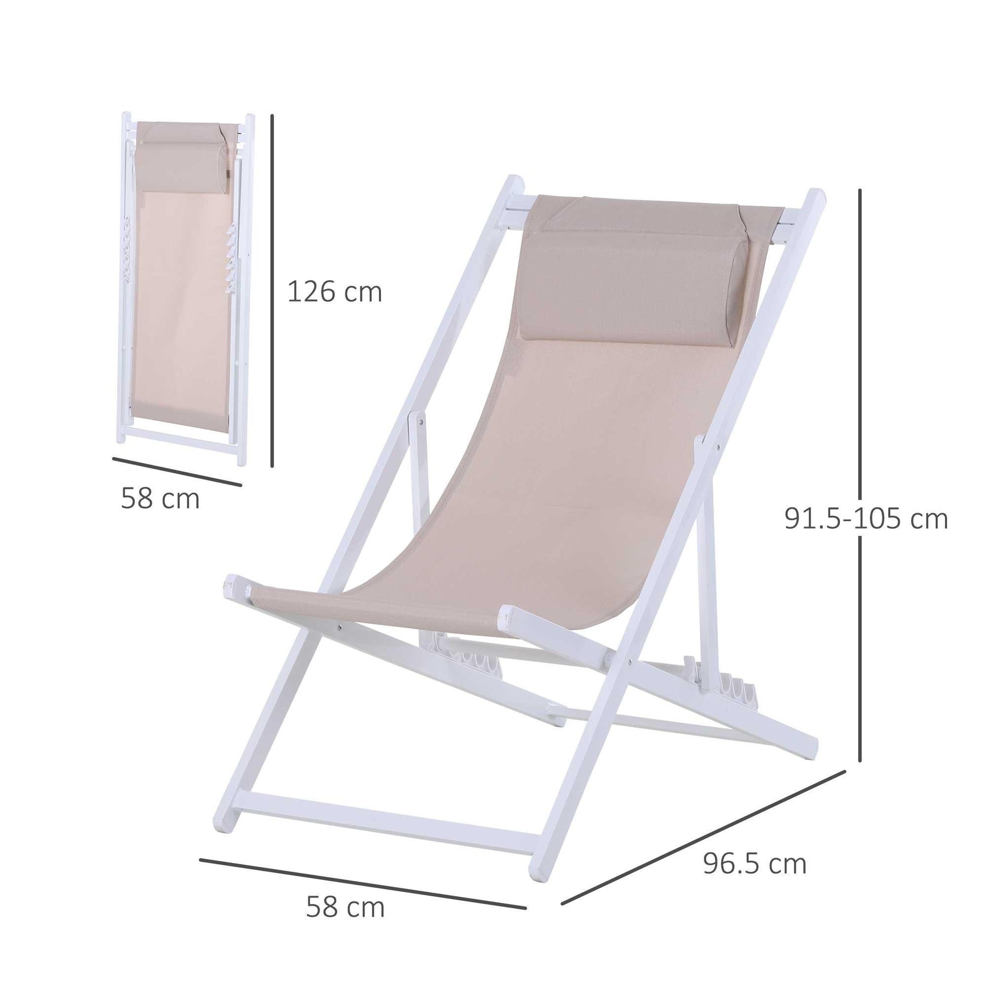 Outsunny Folding Beach Deck Chairs - Set of 2 - ALL4U RETAILER LTD