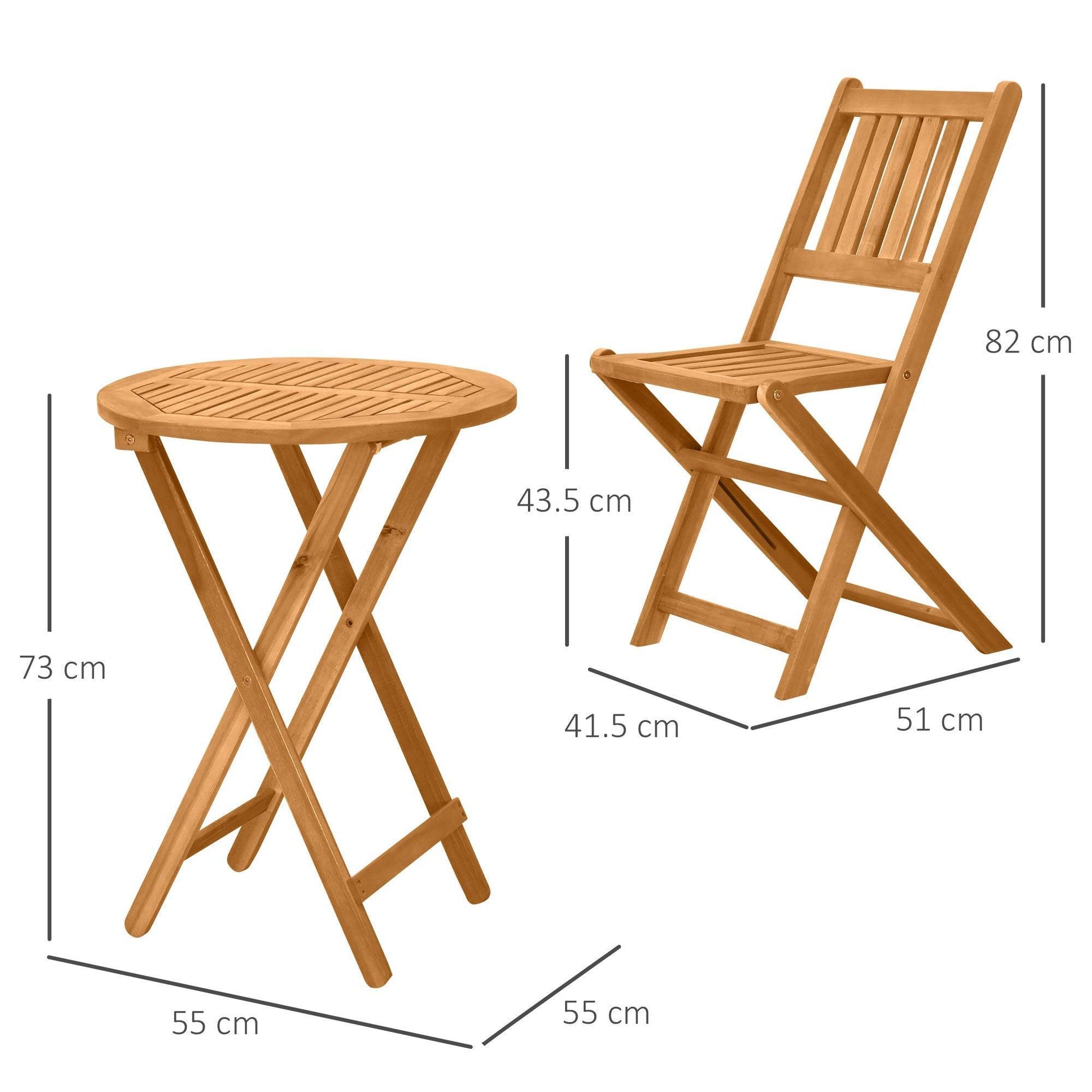 Outsunny Folding Bistro Set - Teak - ALL4U RETAILER LTD