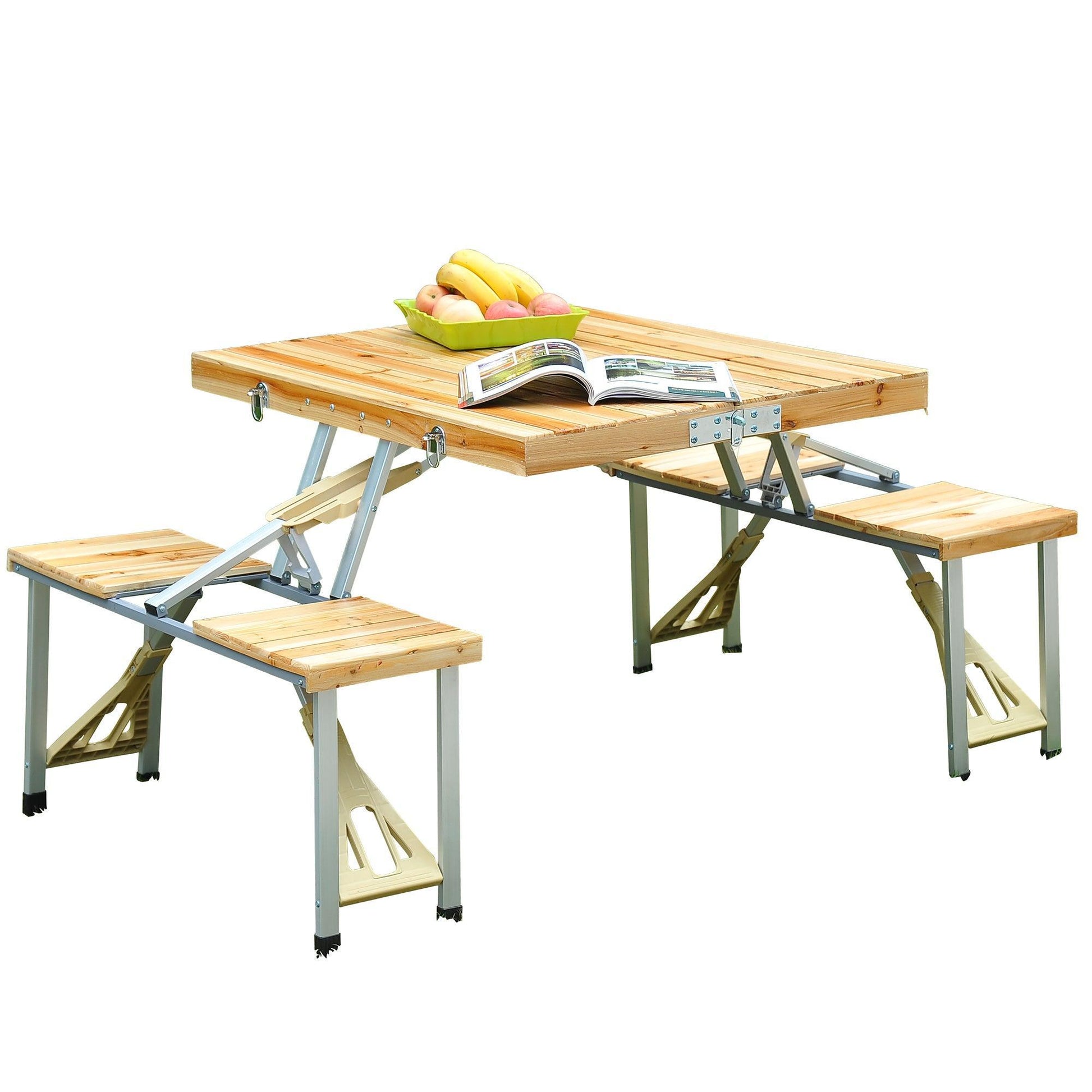 Outsunny Folding Camping Picnic Table - Portable & Durable - ALL4U RETAILER LTD