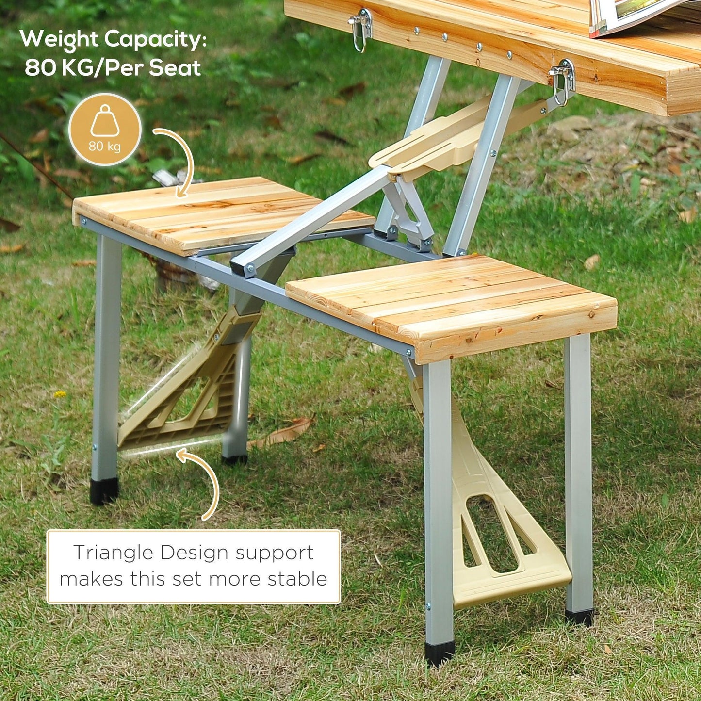 Outsunny Folding Camping Picnic Table - Portable & Durable - ALL4U RETAILER LTD