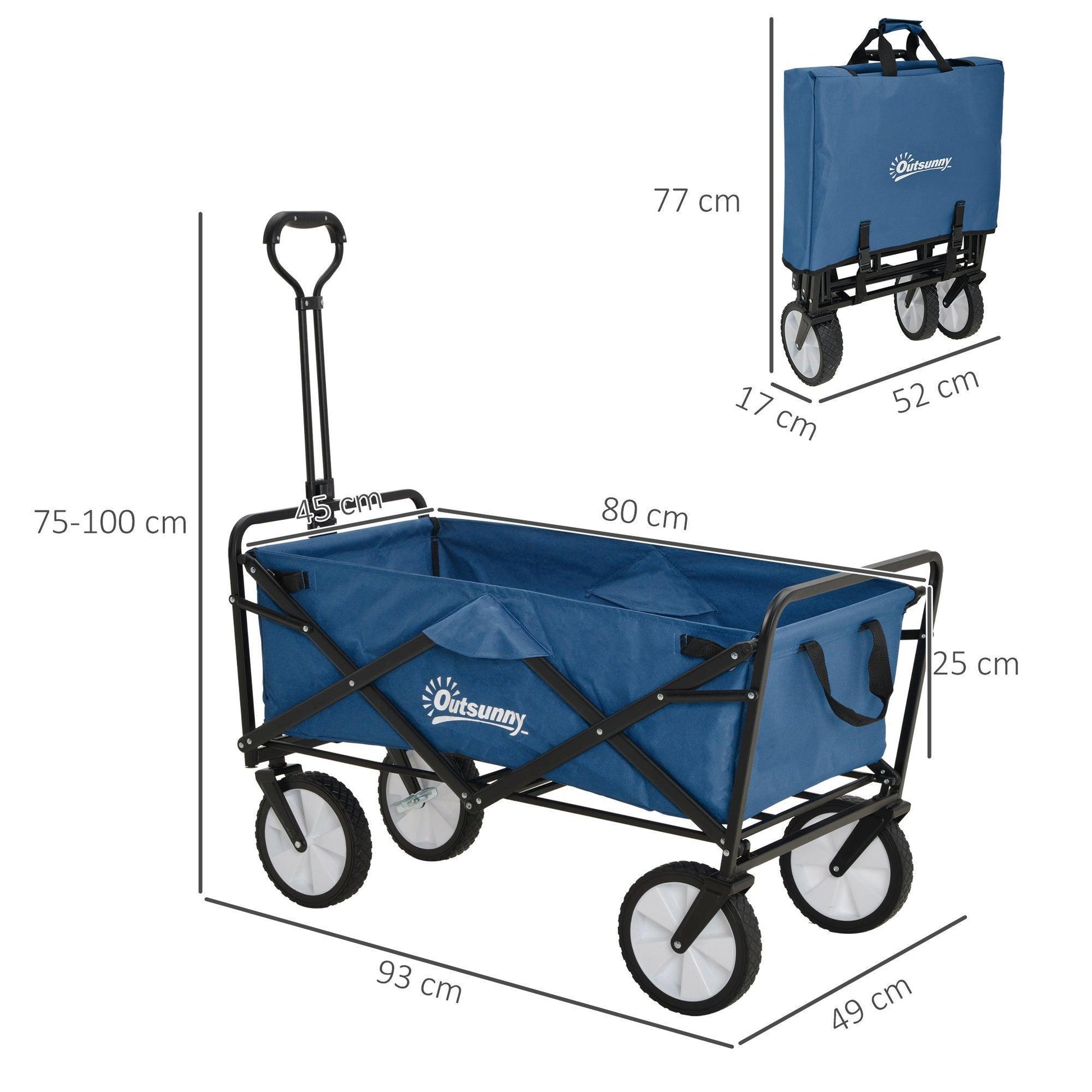 Outsunny Folding Cargo Wagon - Blue - ALL4U RETAILER LTD