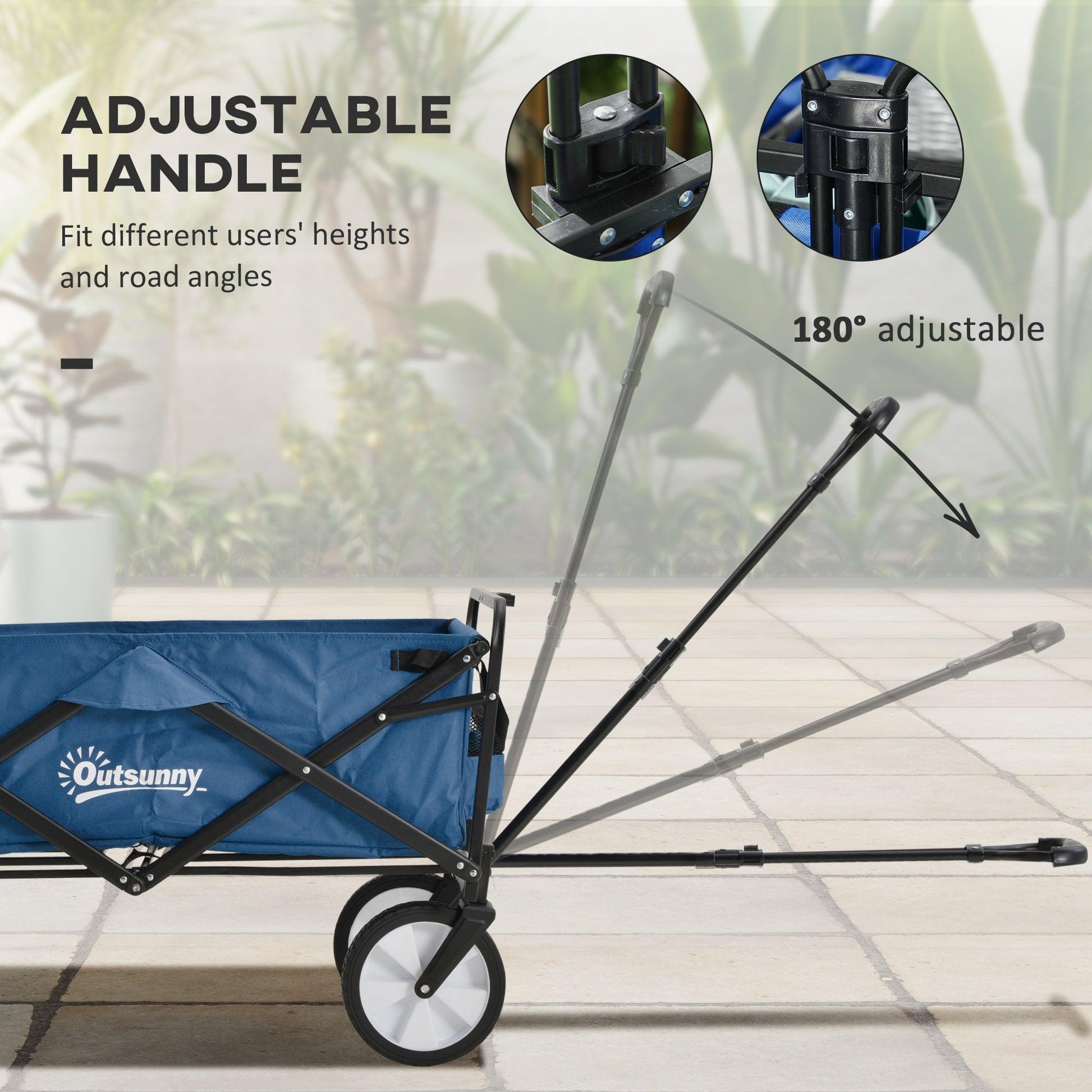 Outsunny Folding Cargo Wagon - Blue - ALL4U RETAILER LTD