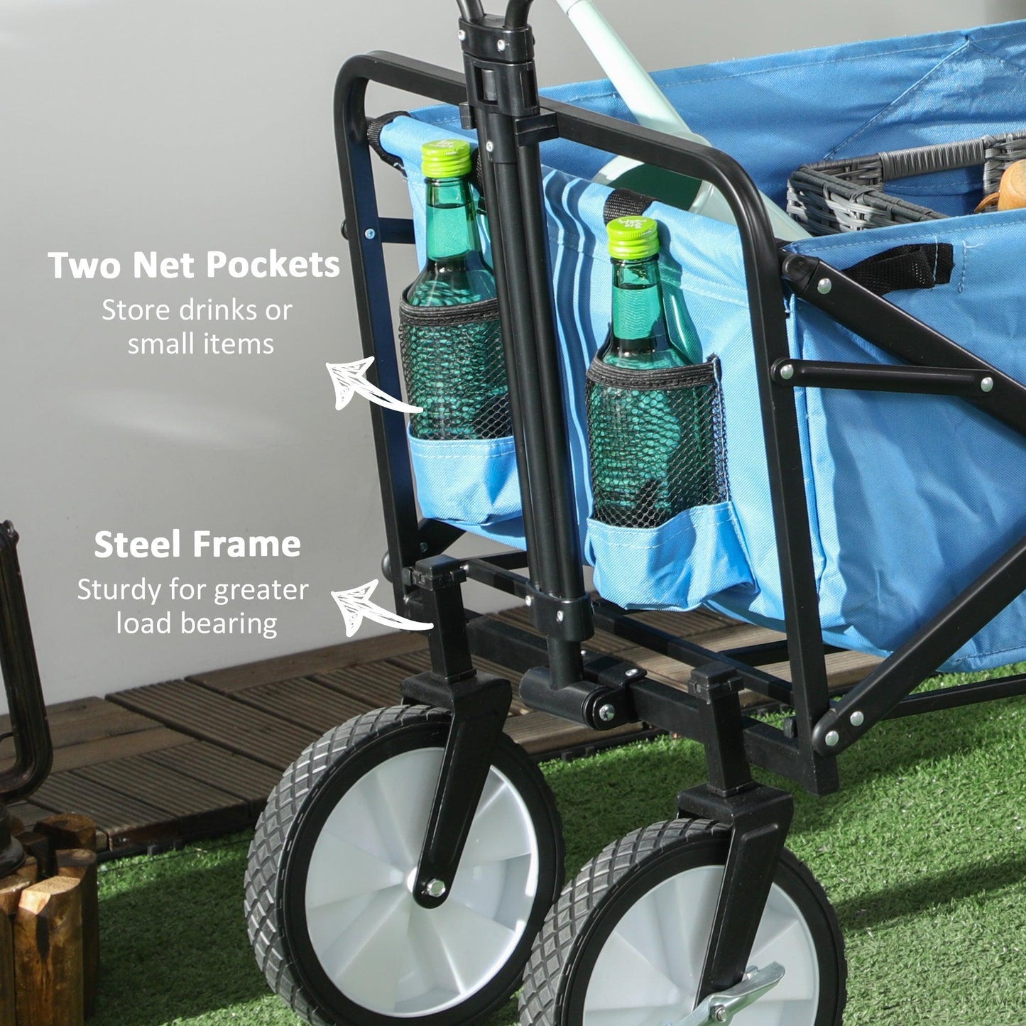 Outsunny Folding Cargo Wagon - Blue - ALL4U RETAILER LTD