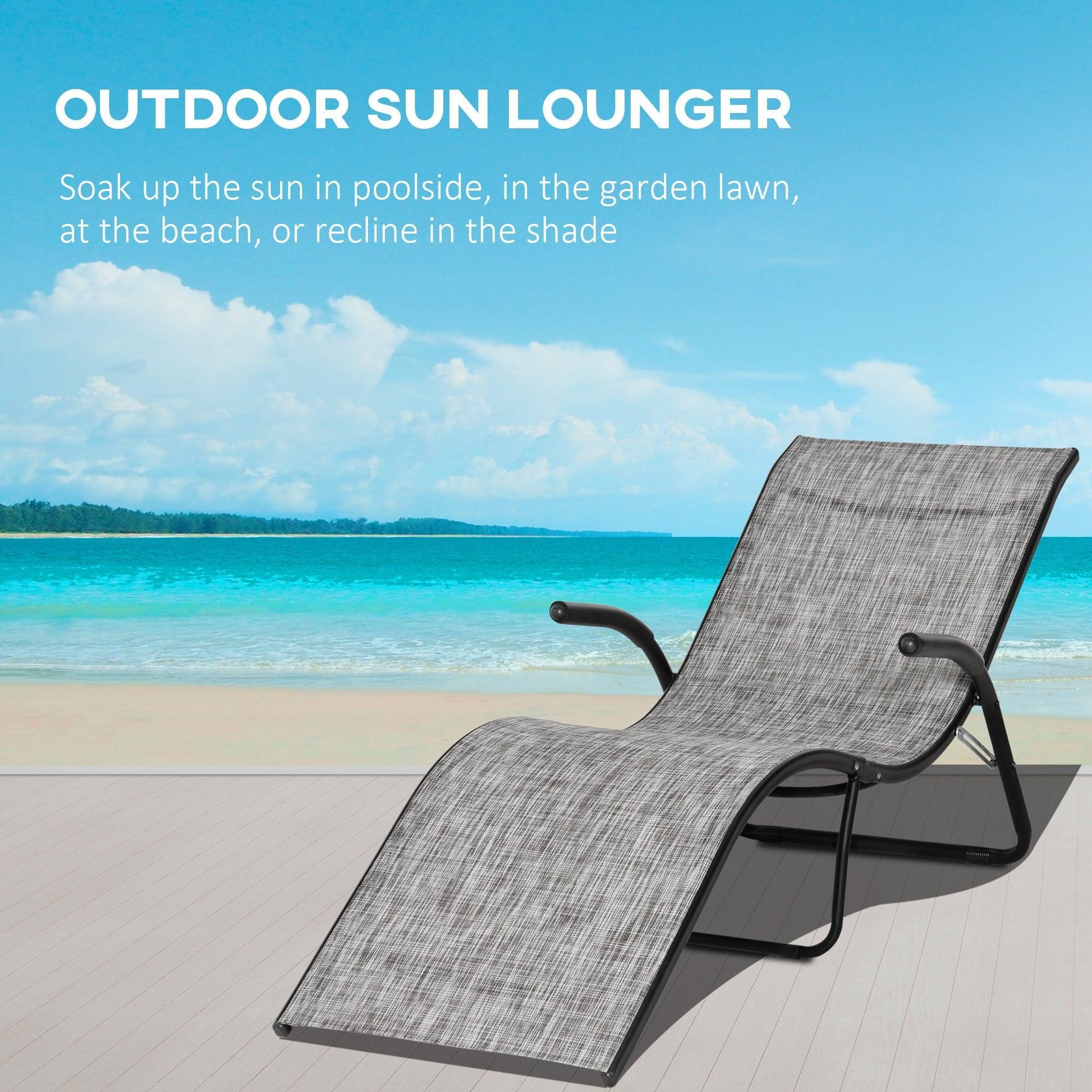 Outsunny Folding Chaise Lounge Chair - Grey - ALL4U RETAILER LTD