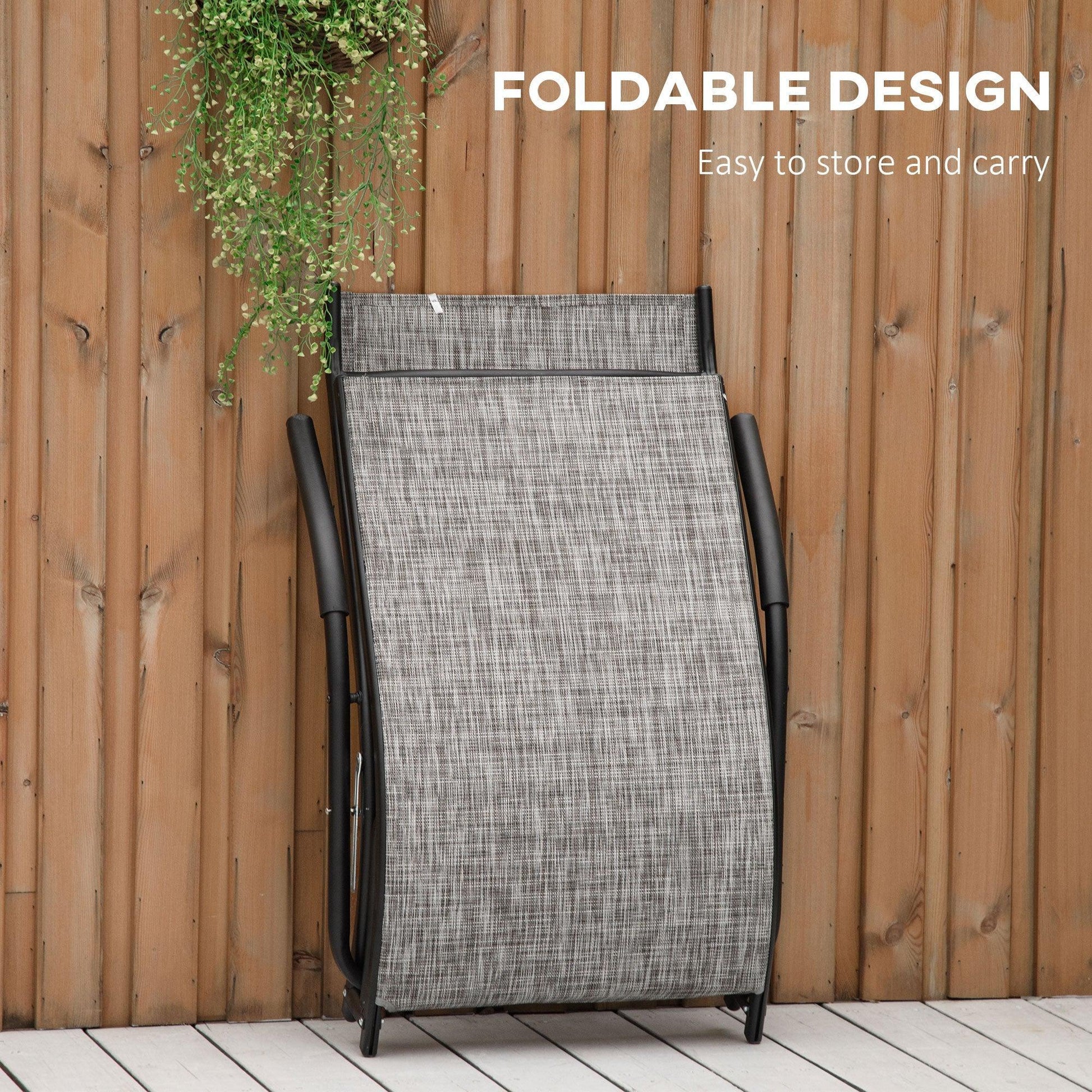 Outsunny Folding Chaise Lounge Chair - Grey - ALL4U RETAILER LTD