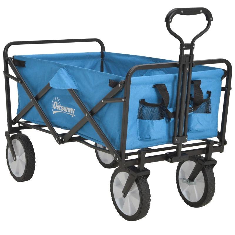 Outsunny Folding Garden Trolley - Blue - ALL4U RETAILER LTD